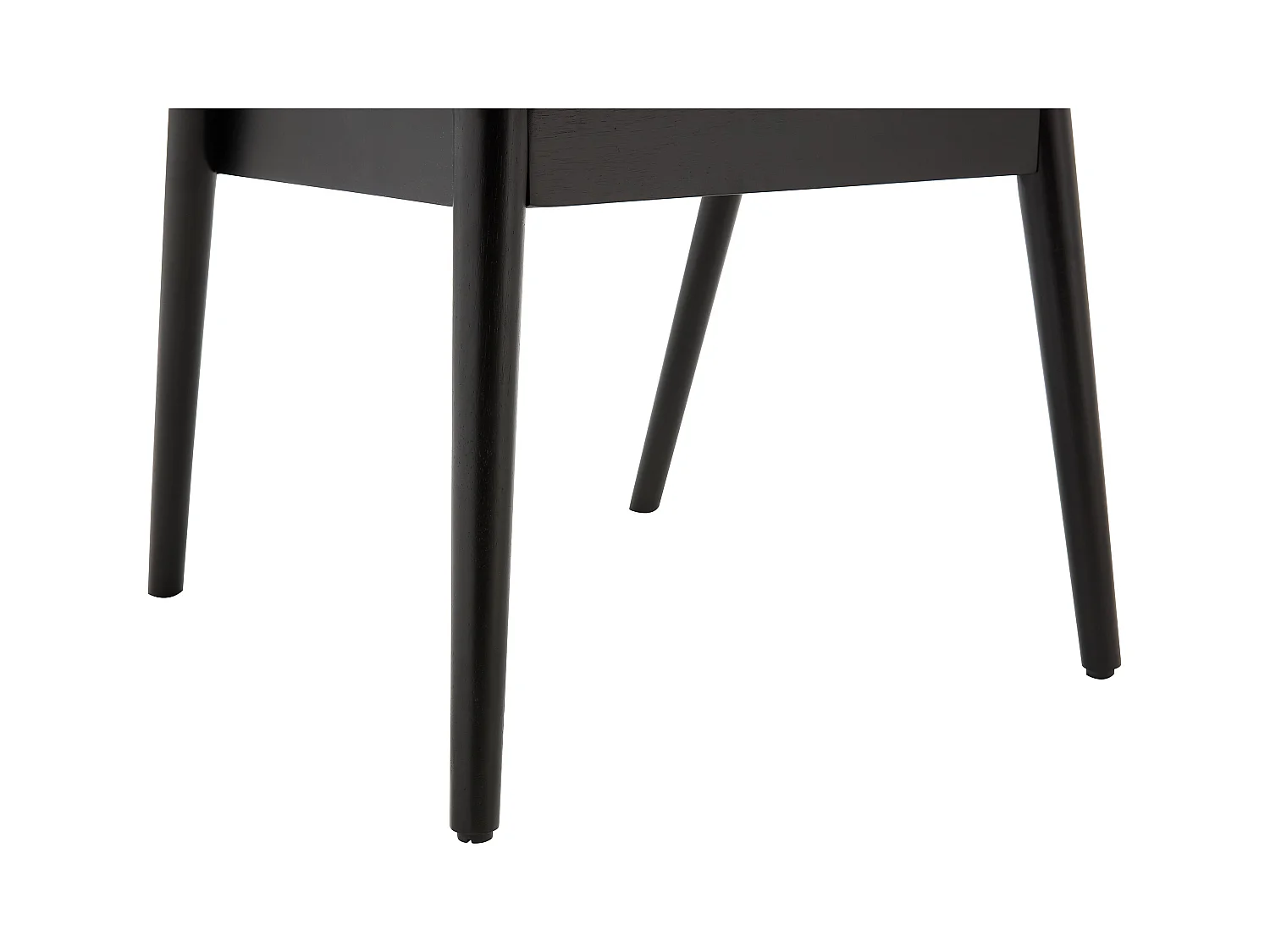 Lot de 6 chaises en tissu bouclette et bois d'hévéa noir - Blanc - ZELVYN