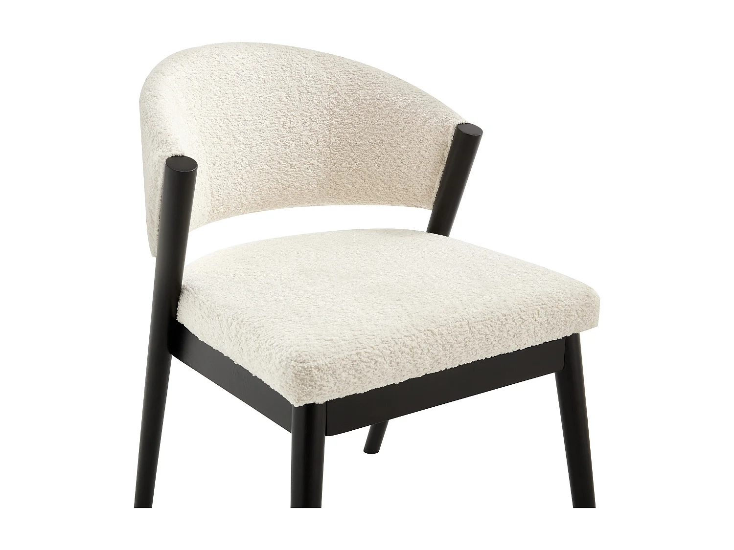 Zestaw 6 krzeseł z tkaniny buklé i czarnego drzewa kauczukowego - Białe - ZELVYN