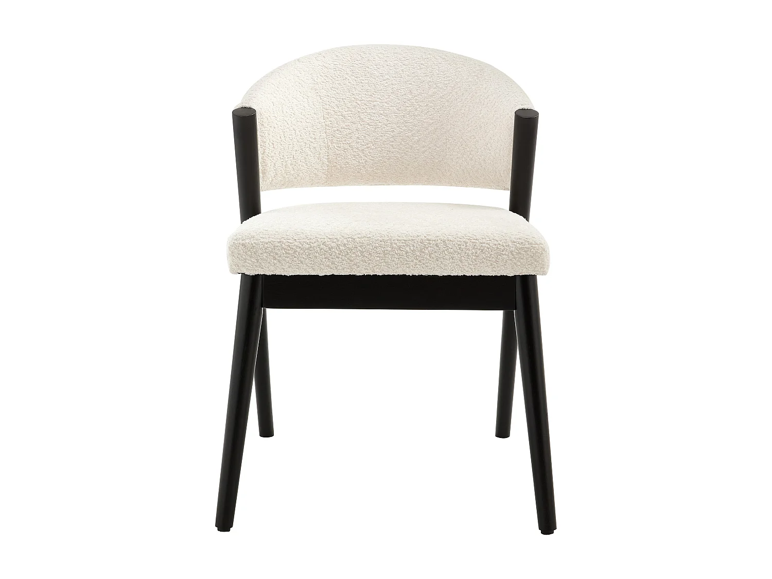 Zestaw 6 krzeseł z tkaniny buklé i czarnego drzewa kauczukowego - Białe - ZELVYN