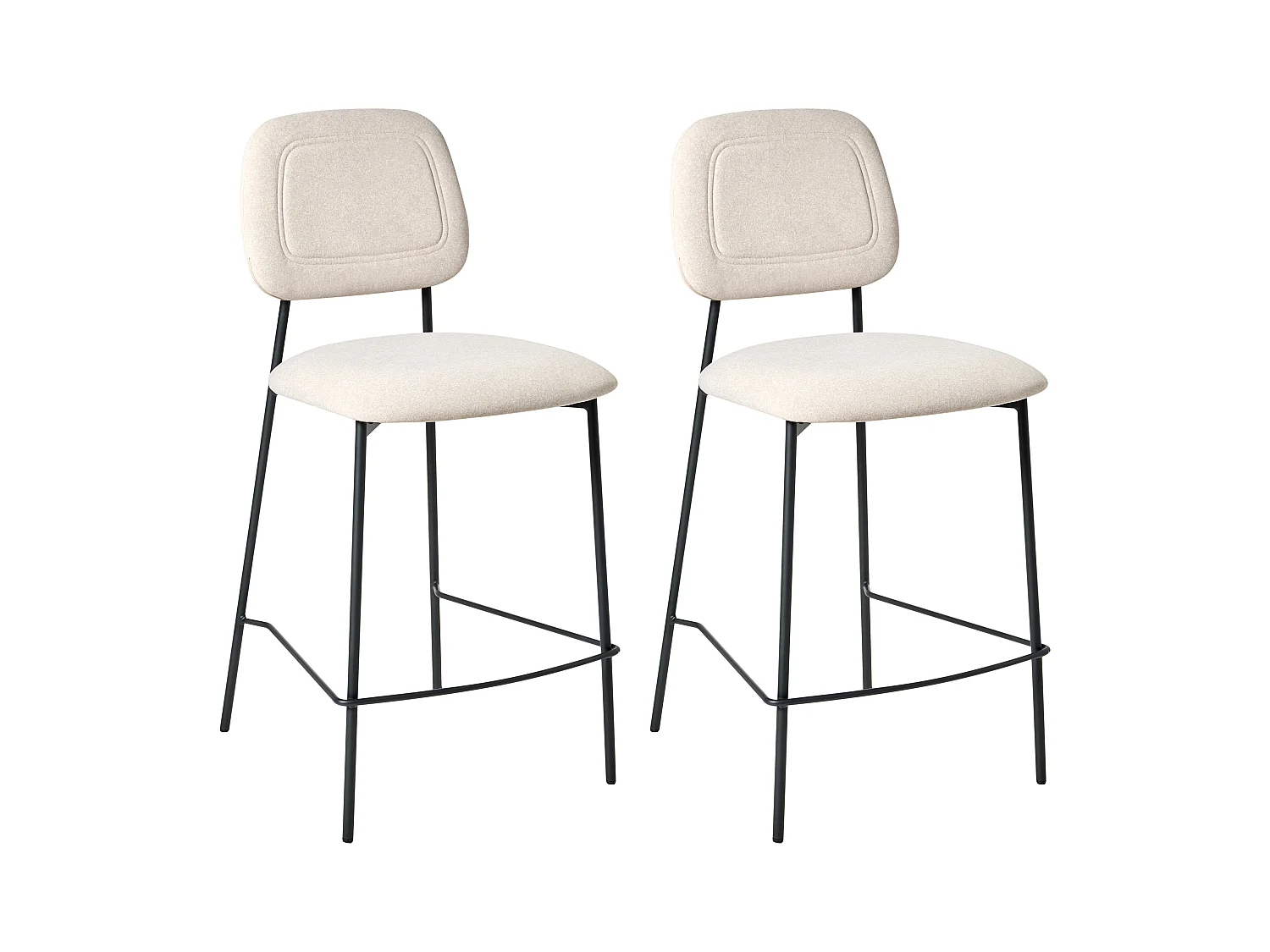 Lot de 2 chaises de bar DUETTE Velours Beige clair