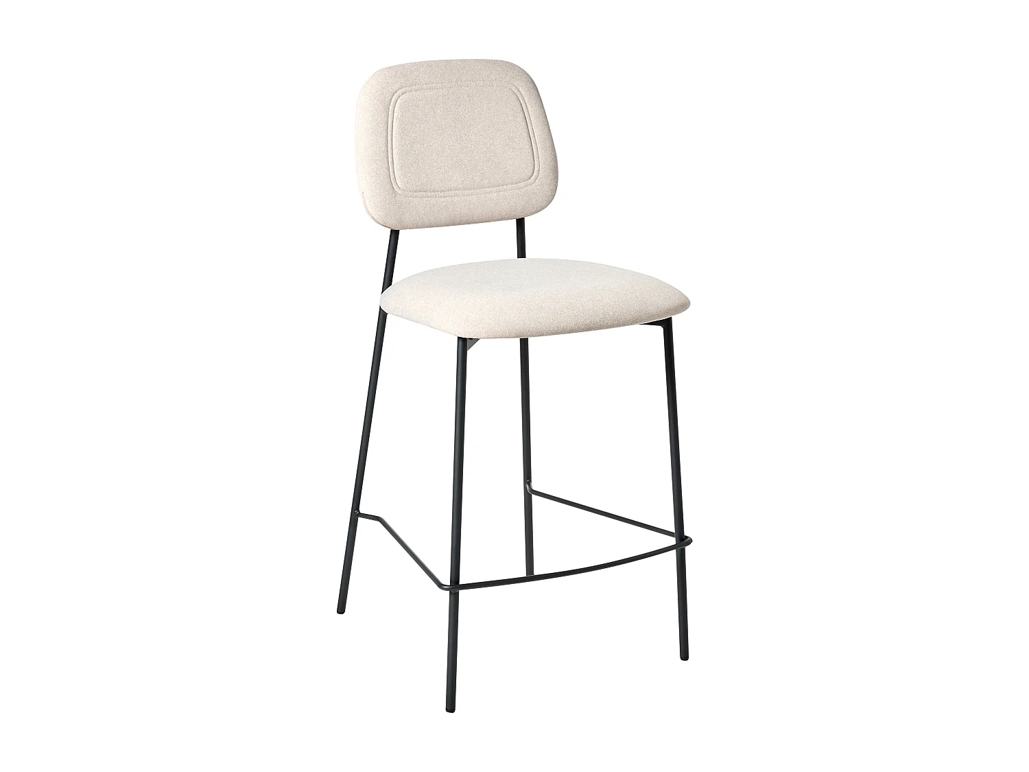 Barstuhl 2er Set Samtstoff hellbeige mit hoher Lehne Fußstütze modern Duette