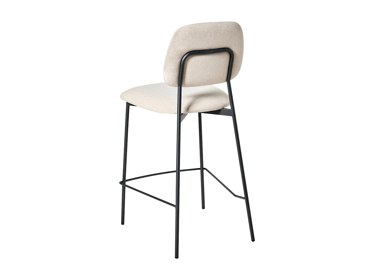 Barstuhl 2er Set Samtstoff hellbeige mit hoher Lehne Fußstütze modern Duette