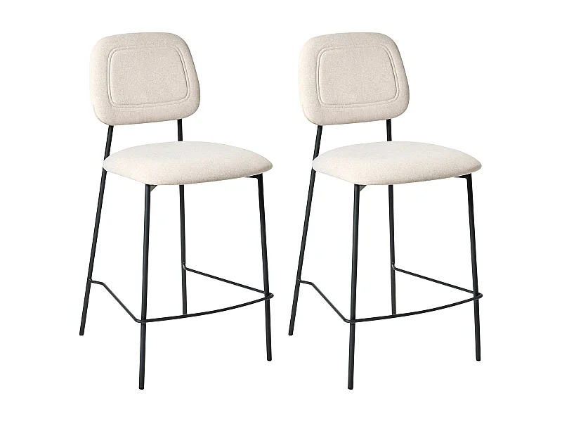 Set van 2 barstoelen DUETTE Fluweel Lichtbeige