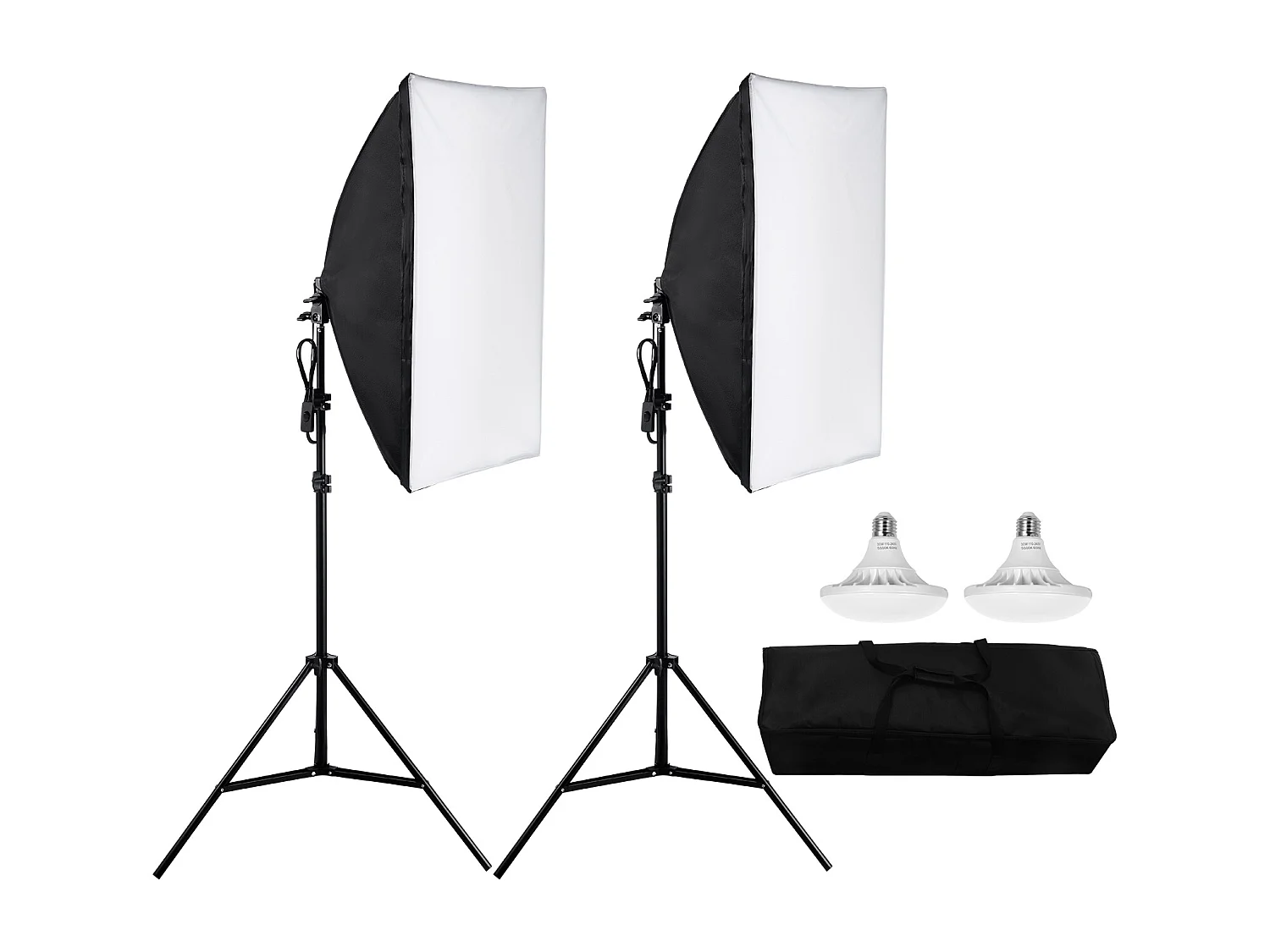 Kit d'Éclairage Softbox SucceBuy, 51 x 71 CM, Ampoules LED 30 W 5 500 K, Support Réglable