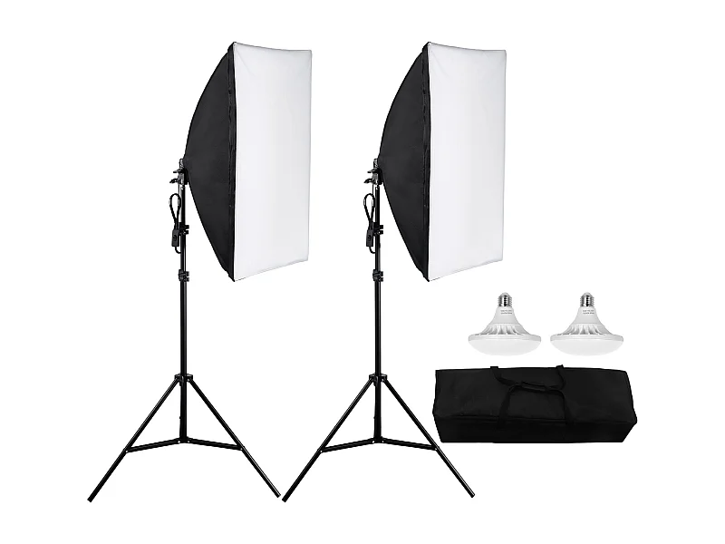 Kit d'Éclairage Softbox SucceBuy, 51 x 71 CM, Ampoules LED 30 W 5 500 K, Support Réglable