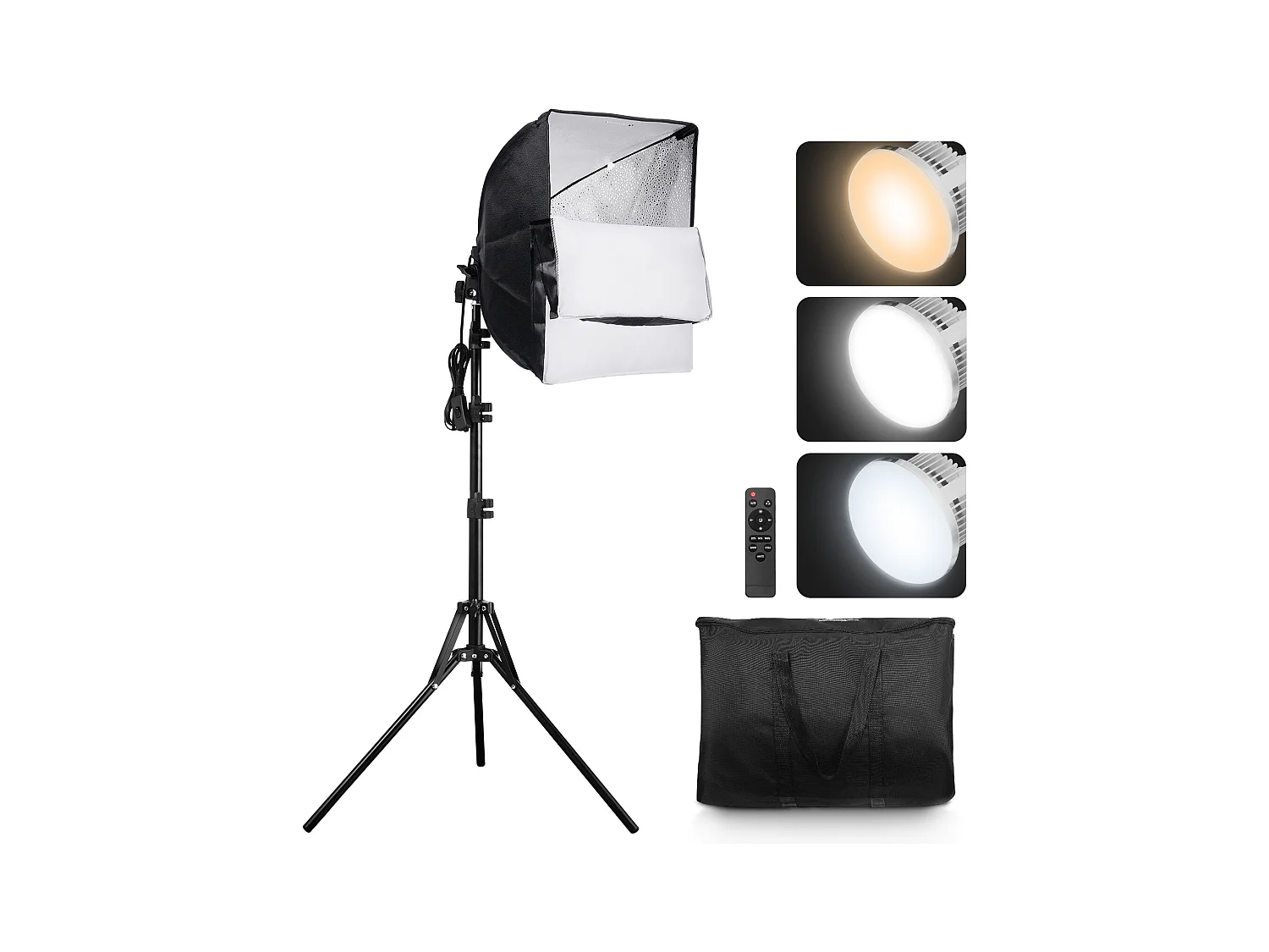 Kit d'Éclairage Softbox SucceBuy, 41 x 41 CM, 3000-6500K Réglable pour la Prise de Vue