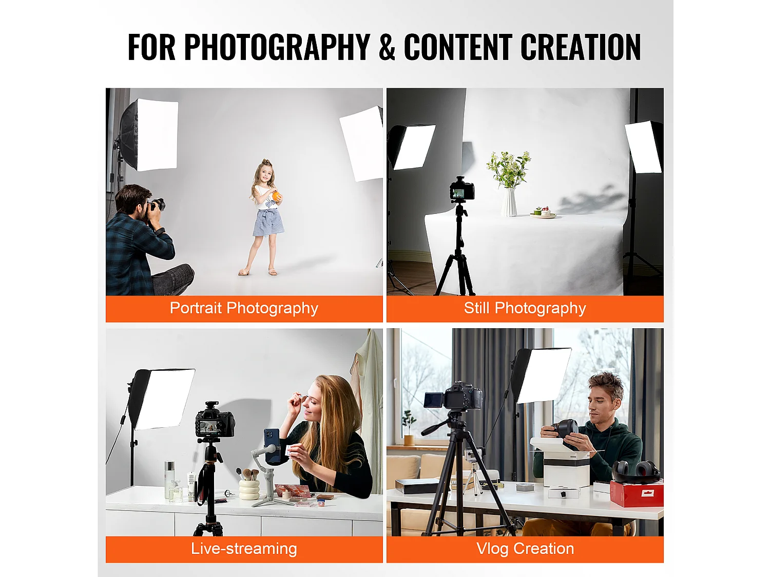 Beleuchtungskit Softbox SucceBuy, 41 x 41 Cm, 3000-6500K Regelbar für die Fotografie