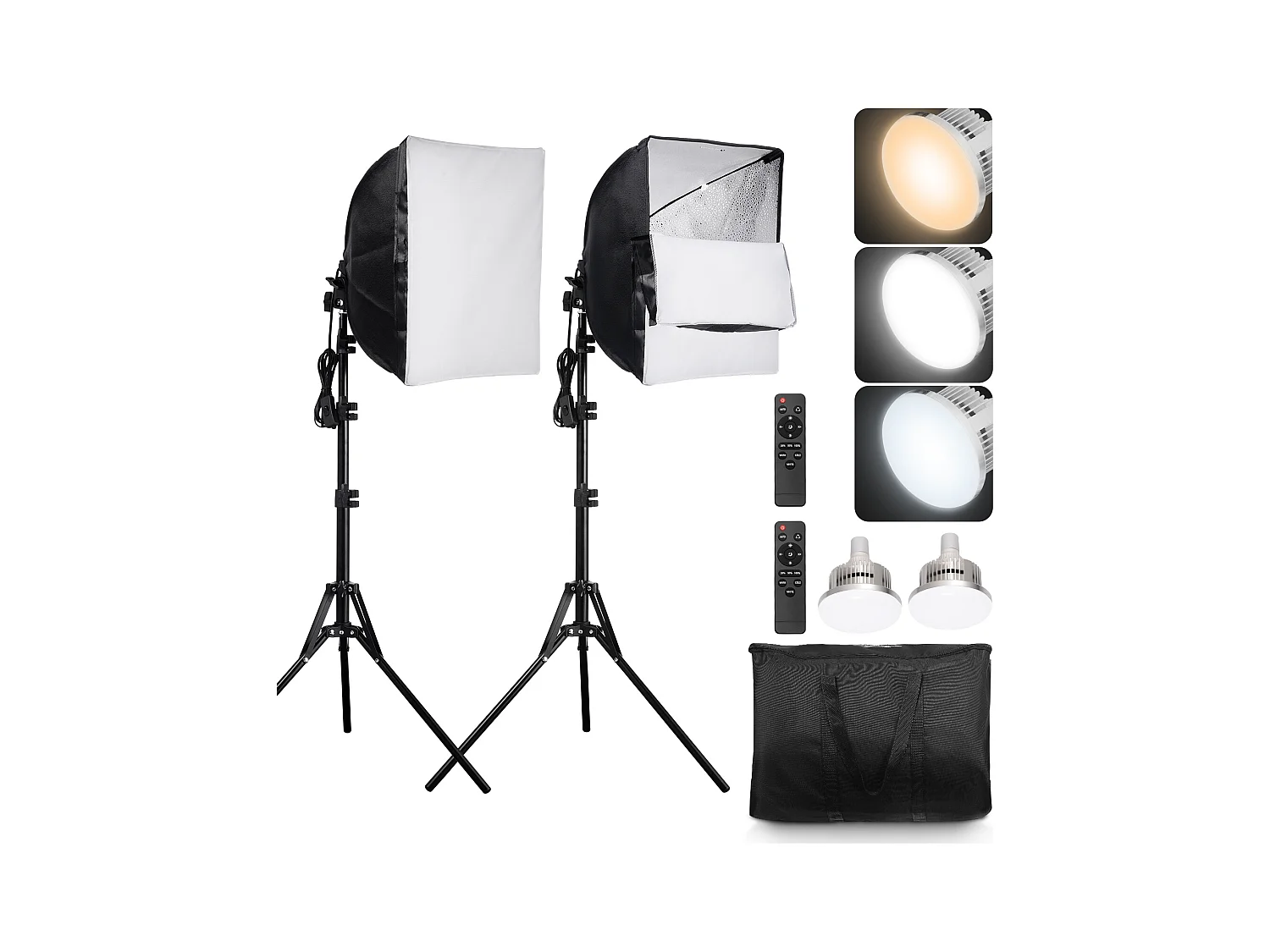 Kit d'Éclairage Softbox SucceBuy 41 x 41 cm Professionnel avec Ampoules LED 45W, Température de Couleur 3000-6500K, Trépied, Télécommande
