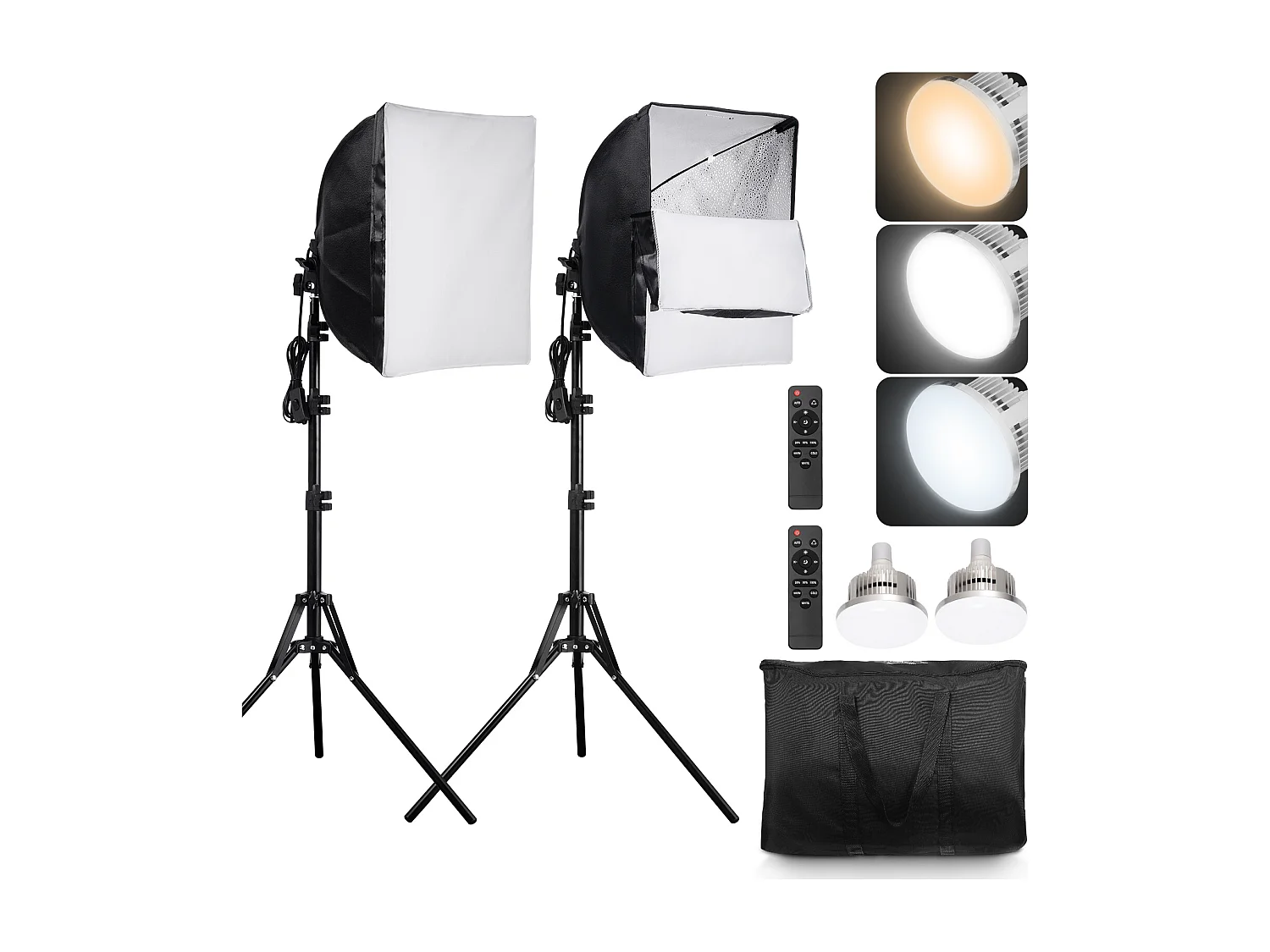 Kit d'Éclairage Softbox SucceBuy 41 x 41 cm Professionnel avec Ampoules LED 45W, Température de Couleur 3000-6500K, Trépied, Télécommande