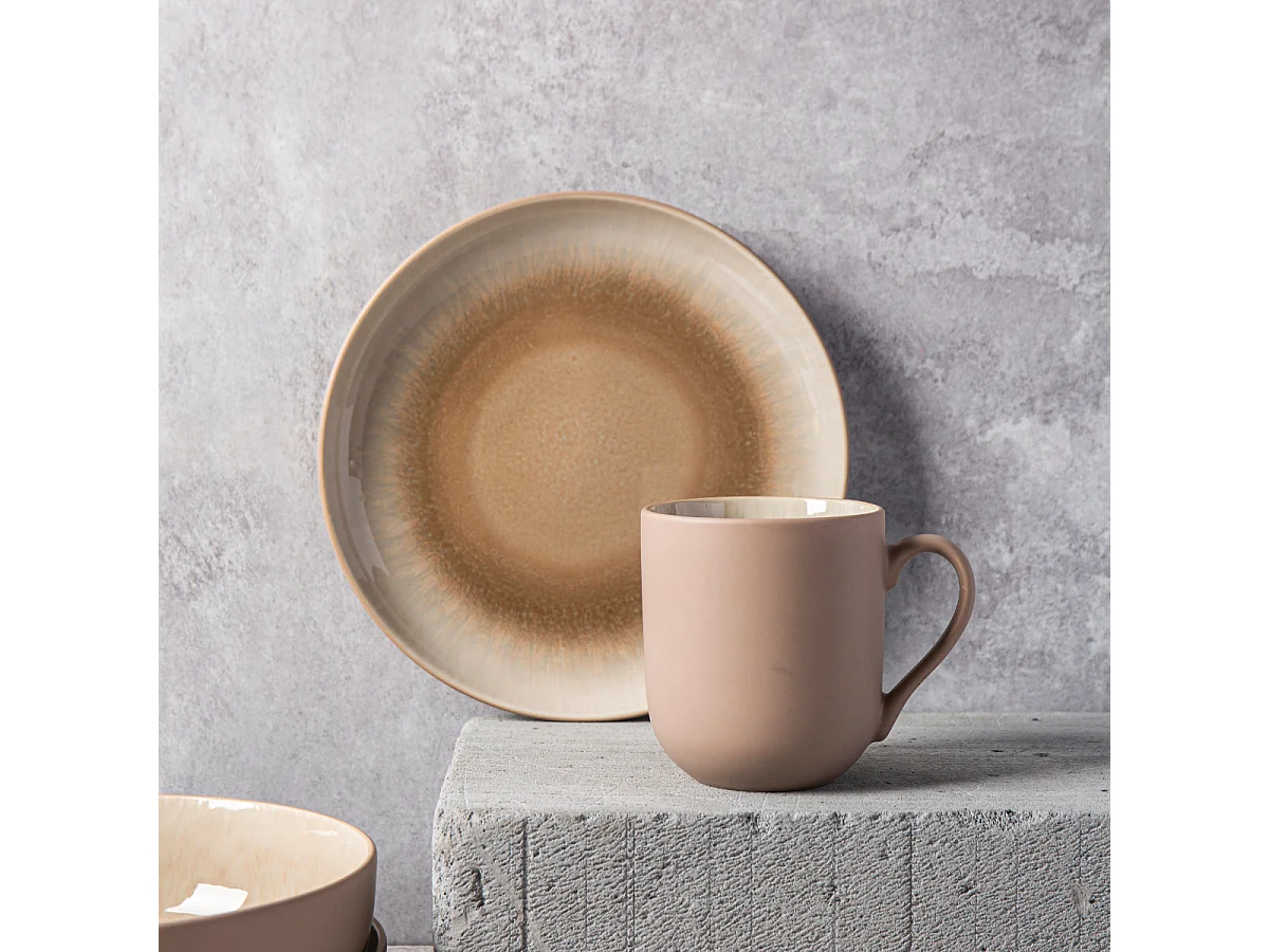 Lot de 2 mugs taupe - "Iris"
