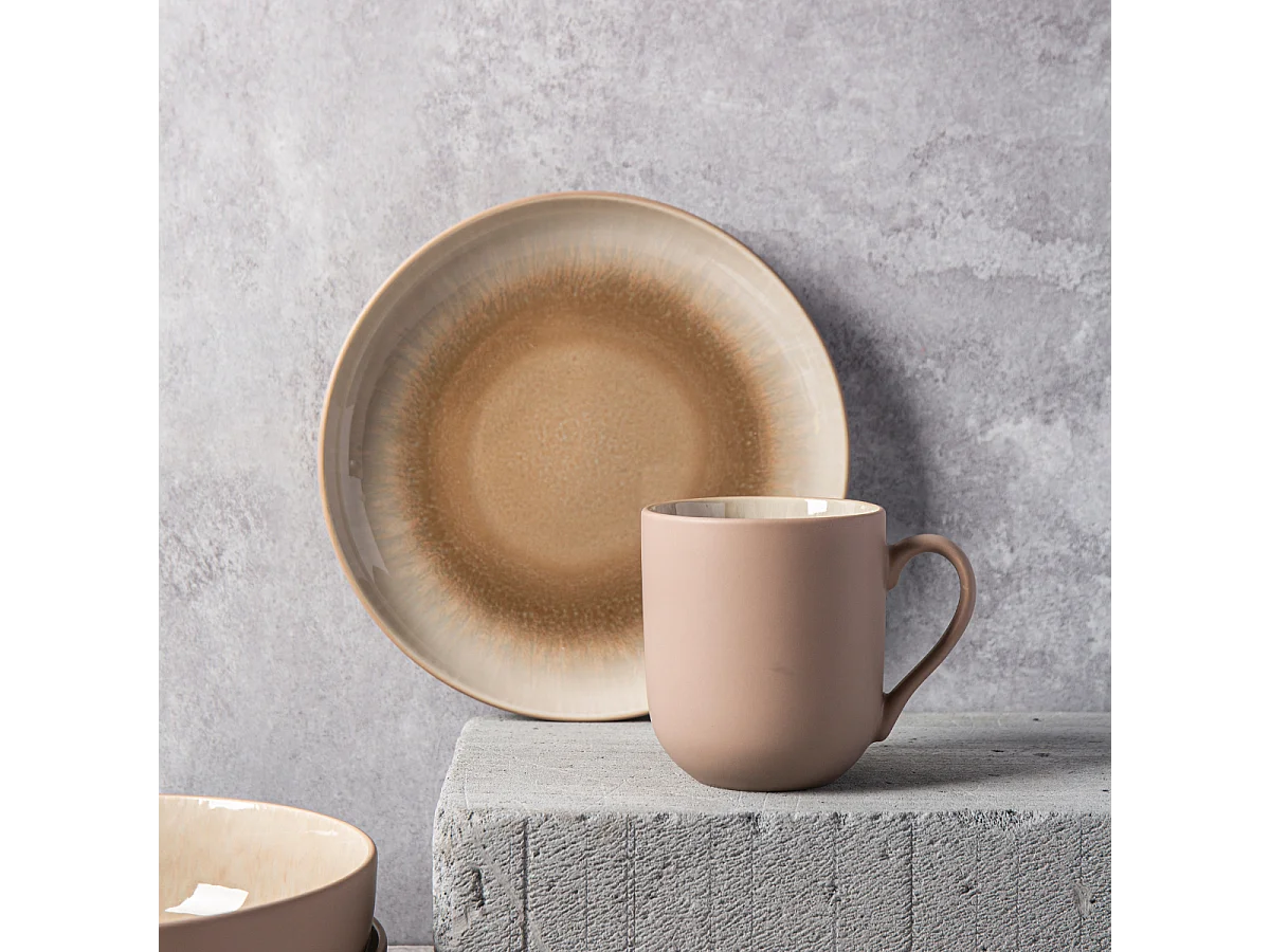 Lot de 2 mugs taupe - "Iris"