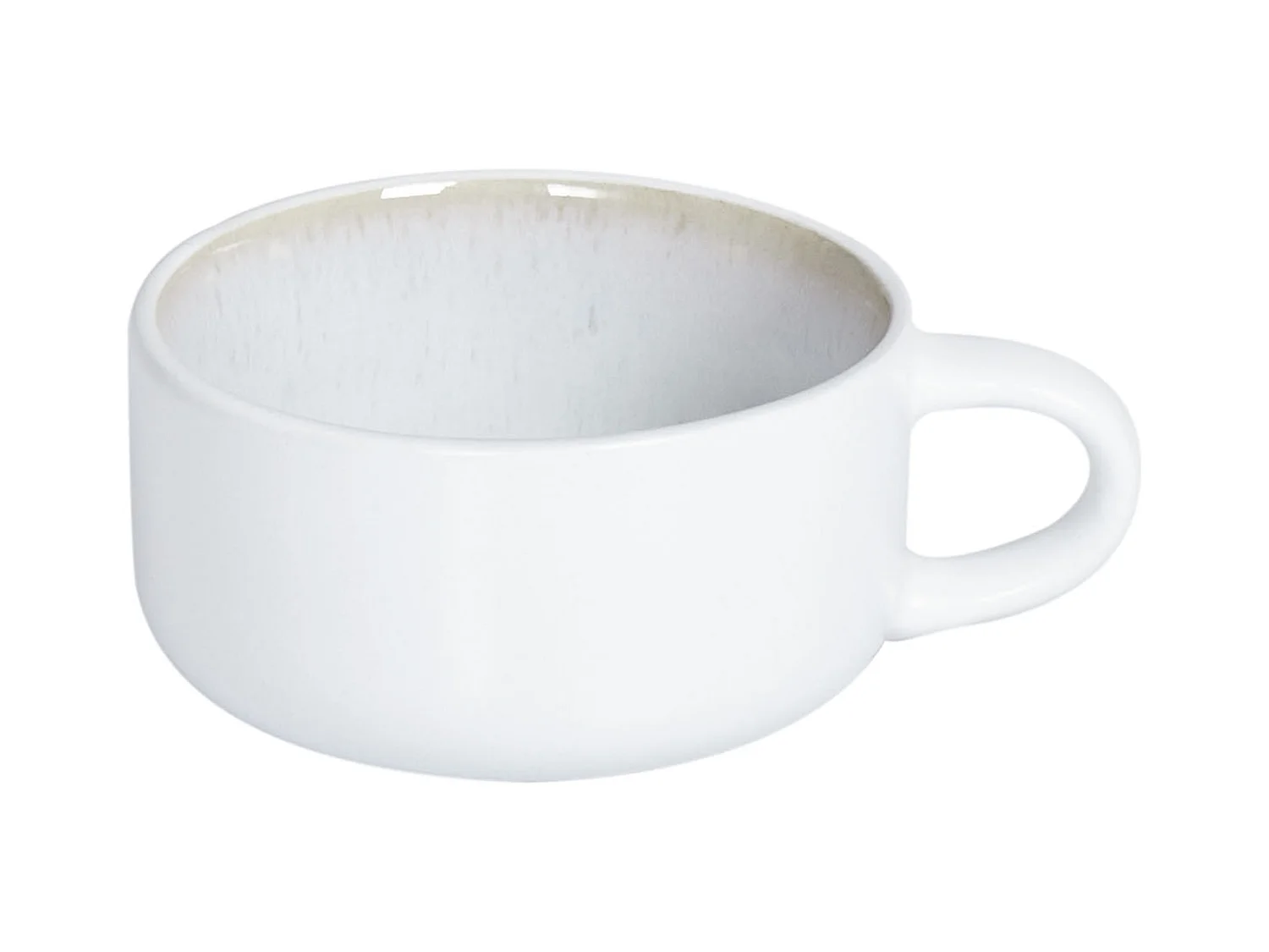 Tassen mit Unterteller Set für 8 Personen Steinzeug weiß Geschirr Set Sesame