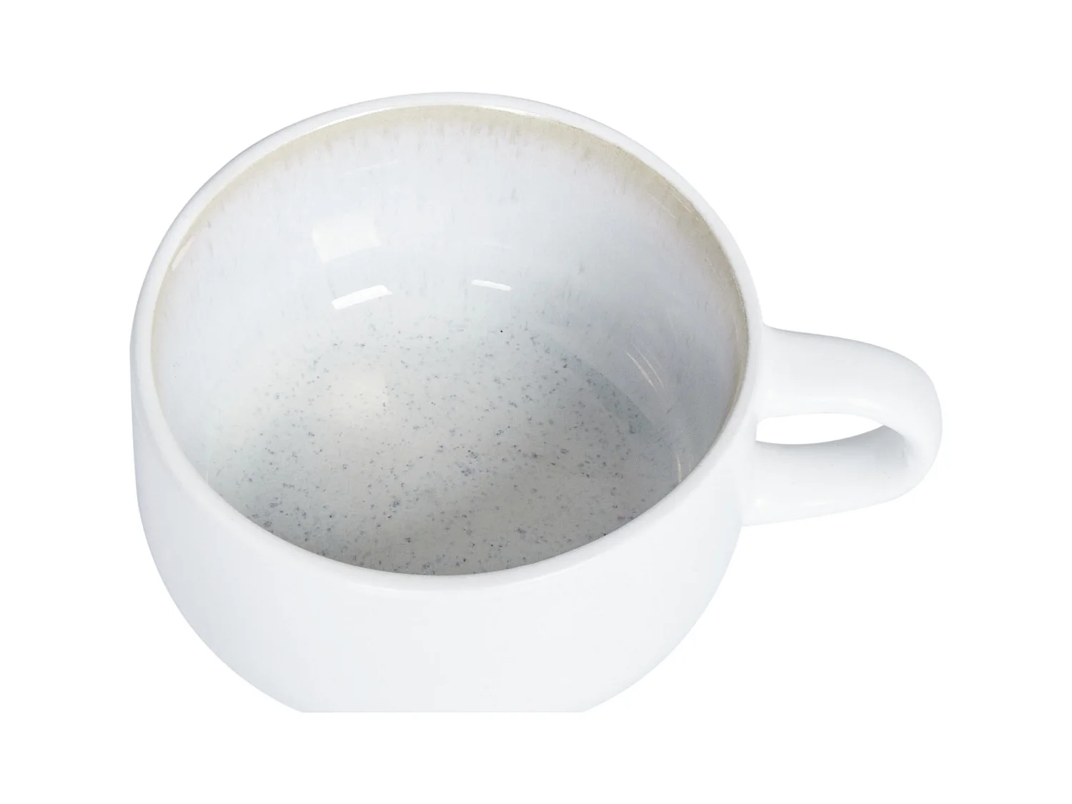 Tassen mit Unterteller Set für 8 Personen Steinzeug weiß Geschirr Set Sesame