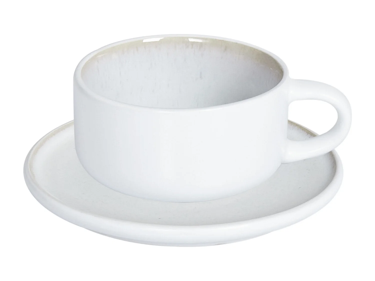 Set van 8 kopjes met schotels SESAME Steengoed Gebroken wit