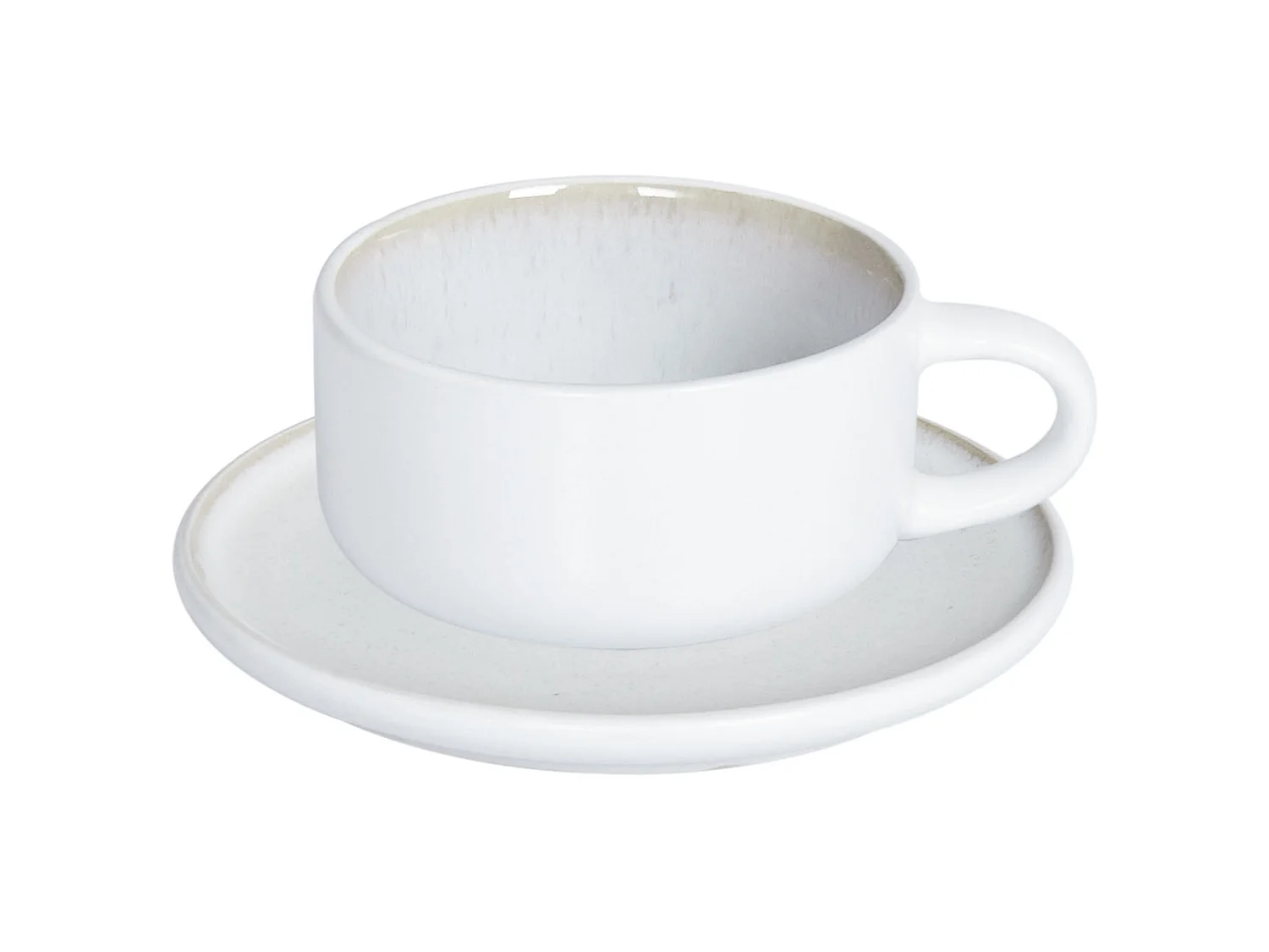 Set of 8 Cups with Saucers SESAME Stoneware Off-White