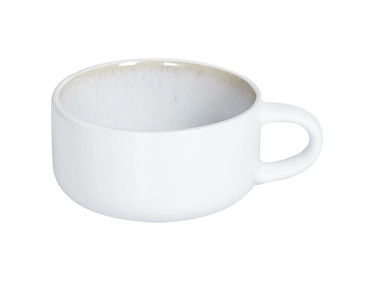 Set of 8 Cups with Saucers SESAME Stoneware Off-White