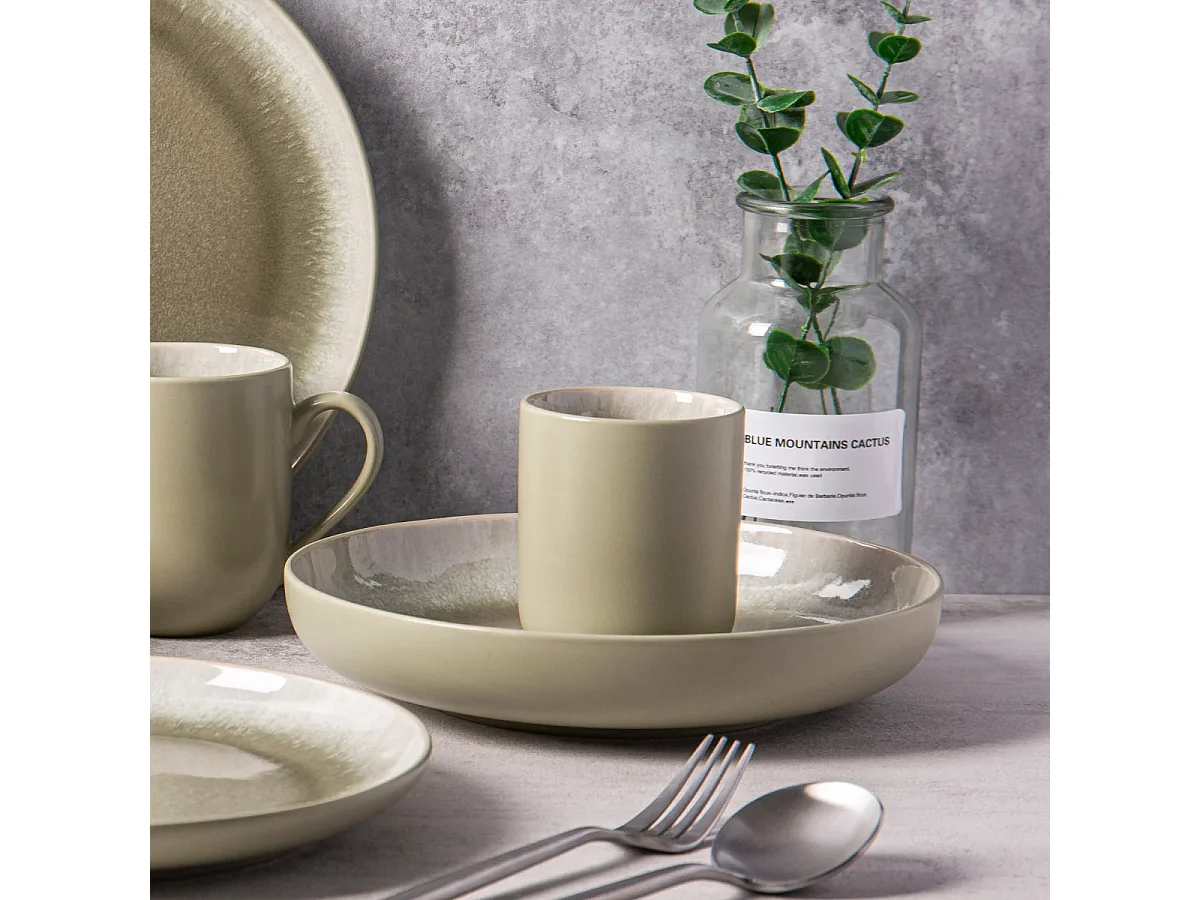 Lot de 4 tasses en grès - Vert - Iris