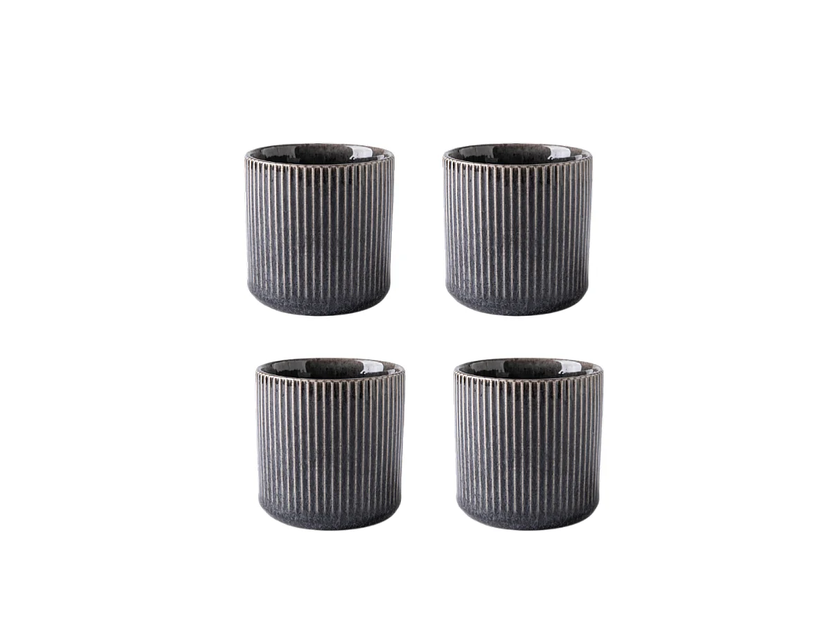 Lot de 4 tasses noir - "Charbon"