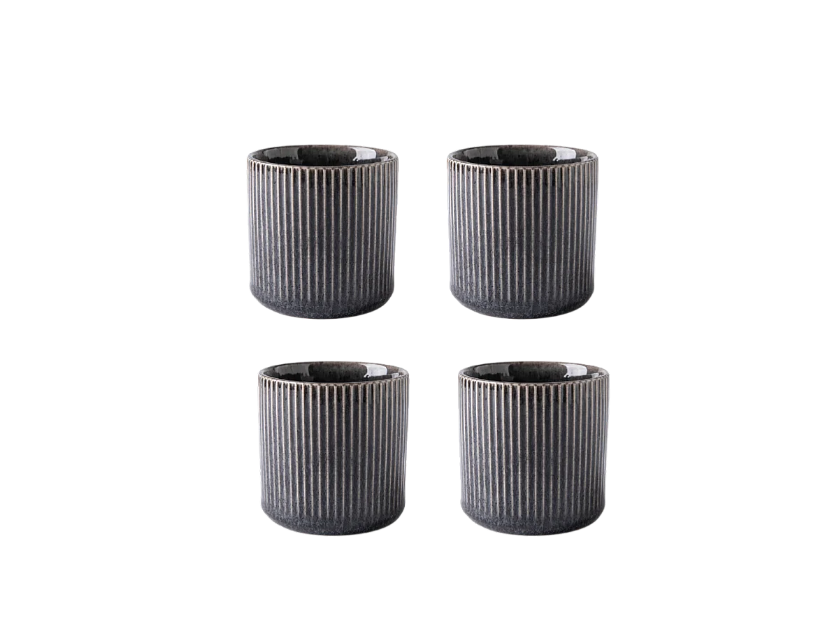 Lot de 4 tasses noir - "Charbon"