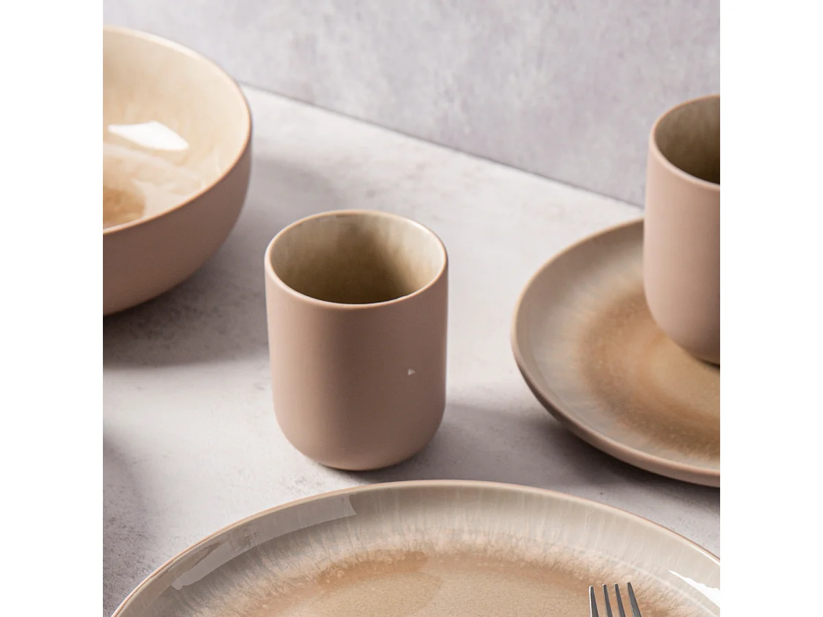 Lot de 4 tasses taupe - "Iris"