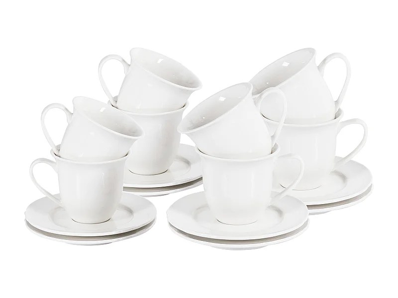 Set van 8 kopjes met schotels ELDERBERRY Porselein Wit