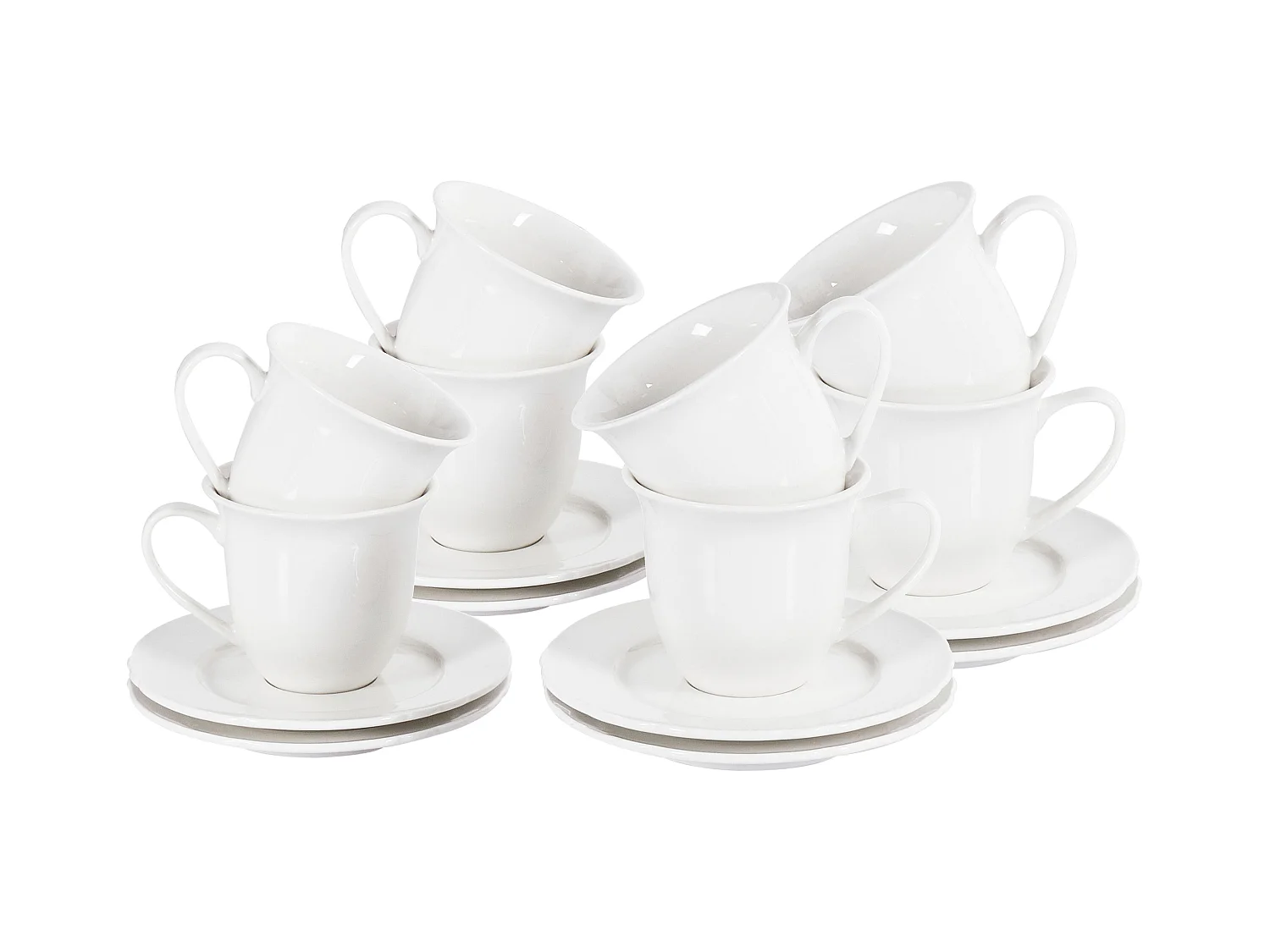 Lot de 8 tasses avec soucoupes ELDERBERRY Porcelaine Blanc