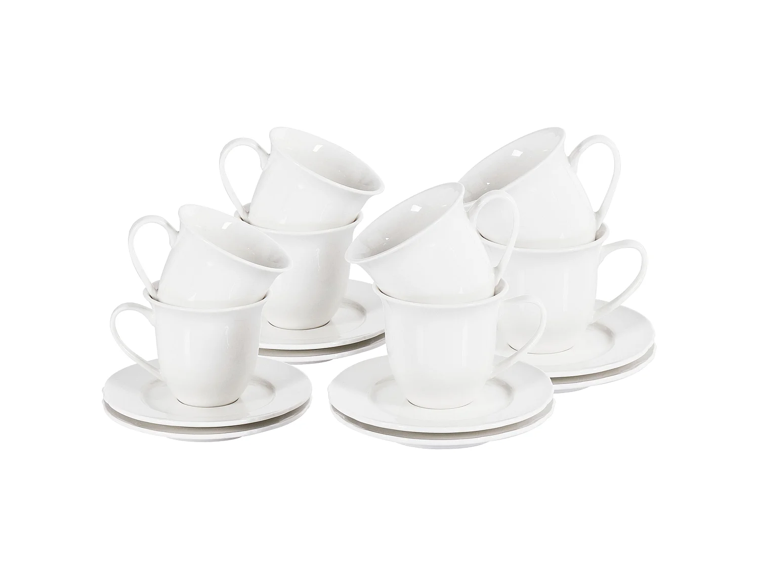 Set of 8 Cups with Saucers ELDERBERRY Porcelain White