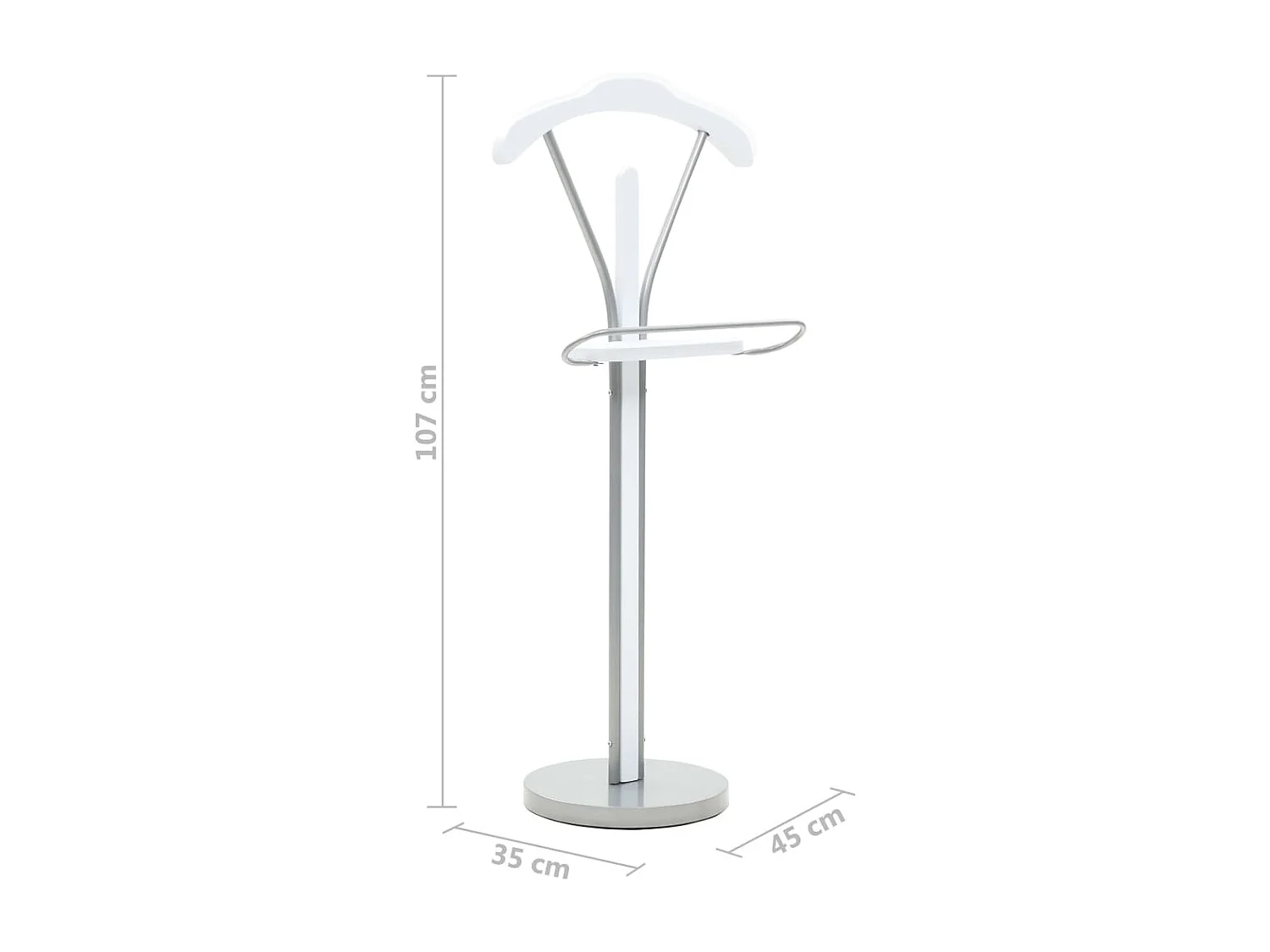 Cabide de Pé Moderno em Branco 45x35x107 cm para Organização de Roupas