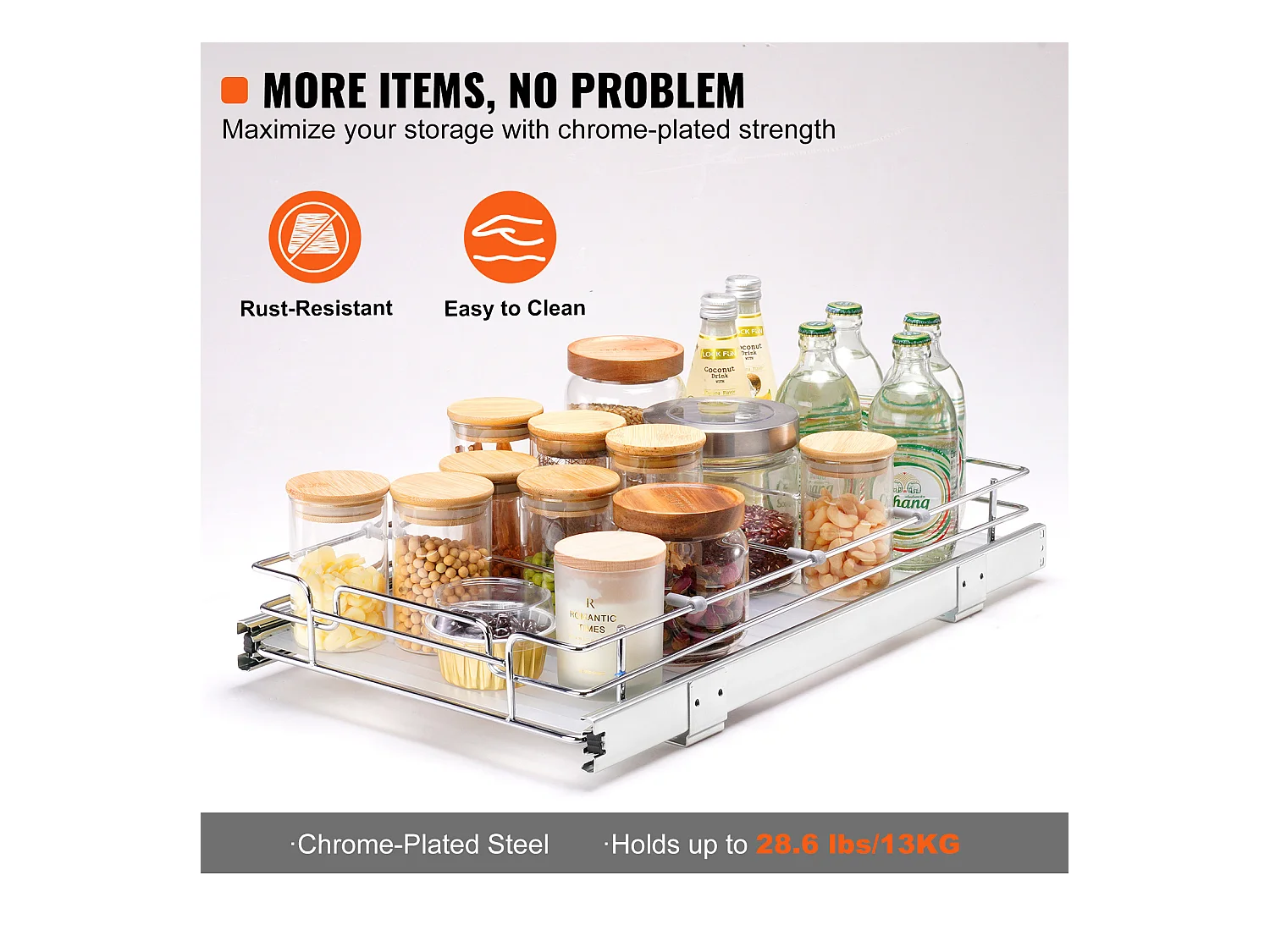 Rangement sous Évier SucceBuy, Panier de Tiroir en Fil Métallique sous l'Évier, 279 x 533mm