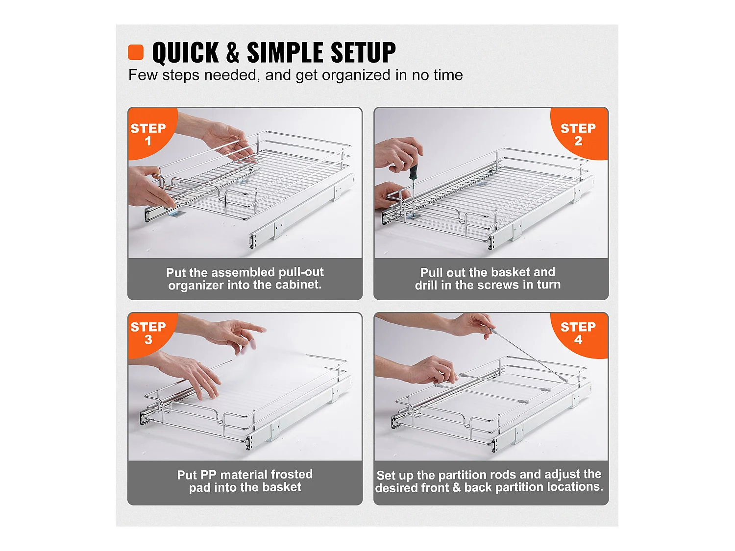 Rangement sous Évier SucceBuy, Panier de Tiroir en Fil Métallique sous l'Évier, 279 x 533mm