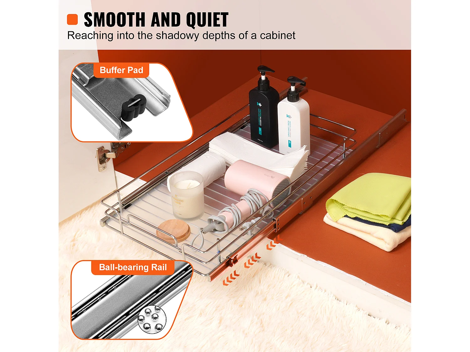 Rangement sous Évier SucceBuy, Panier de Tiroir en Fil Métallique sous l'Évier, 279 x 533mm