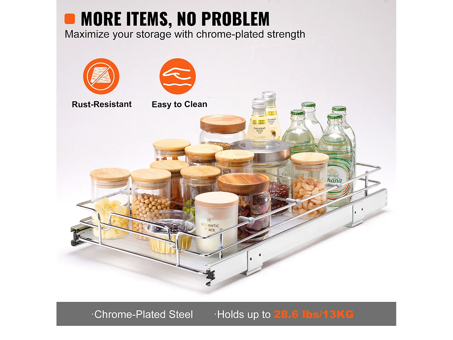 Rangement sous Évier SucceBuy, Panier de Tiroir en Fil Métallique sous l'Évier, 279 x 533mm