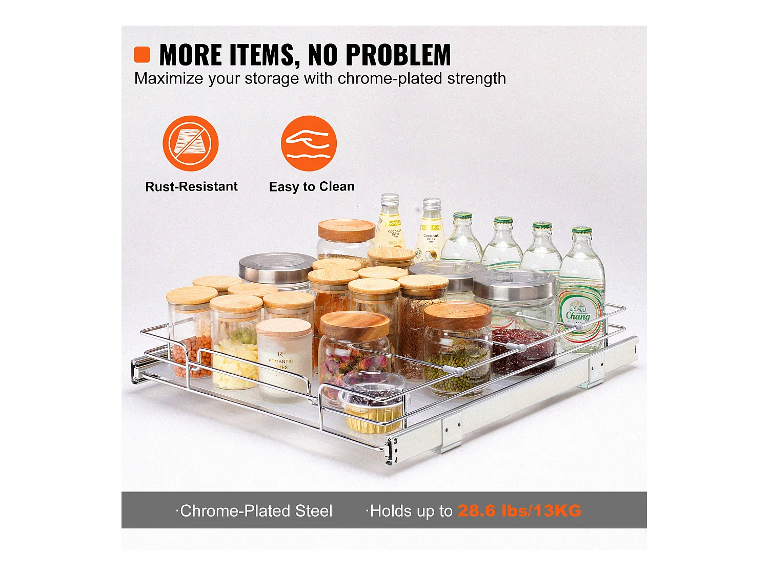 Rangement sous Évier SucceBuy, Panier de Tiroir en Fil Métallique sous l'Évier, 431 x 533 mm