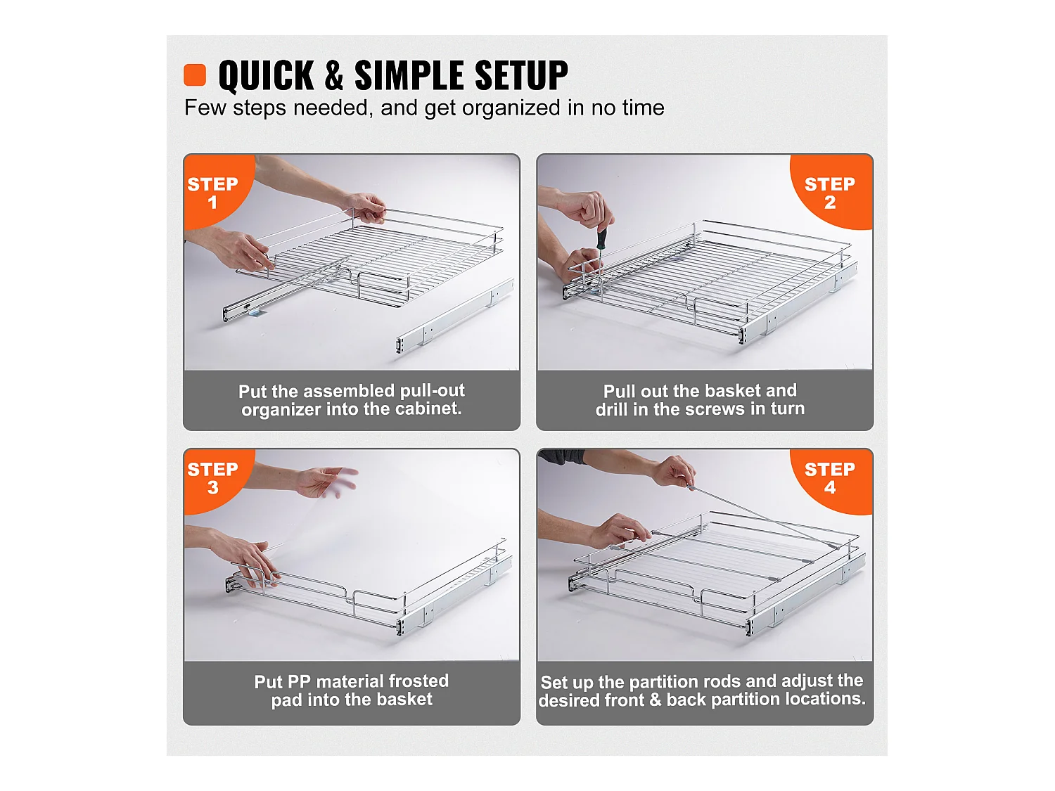 Rangement sous Évier SucceBuy, Panier de Tiroir en Fil Métallique sous l'Évier, 431 x 533 mm