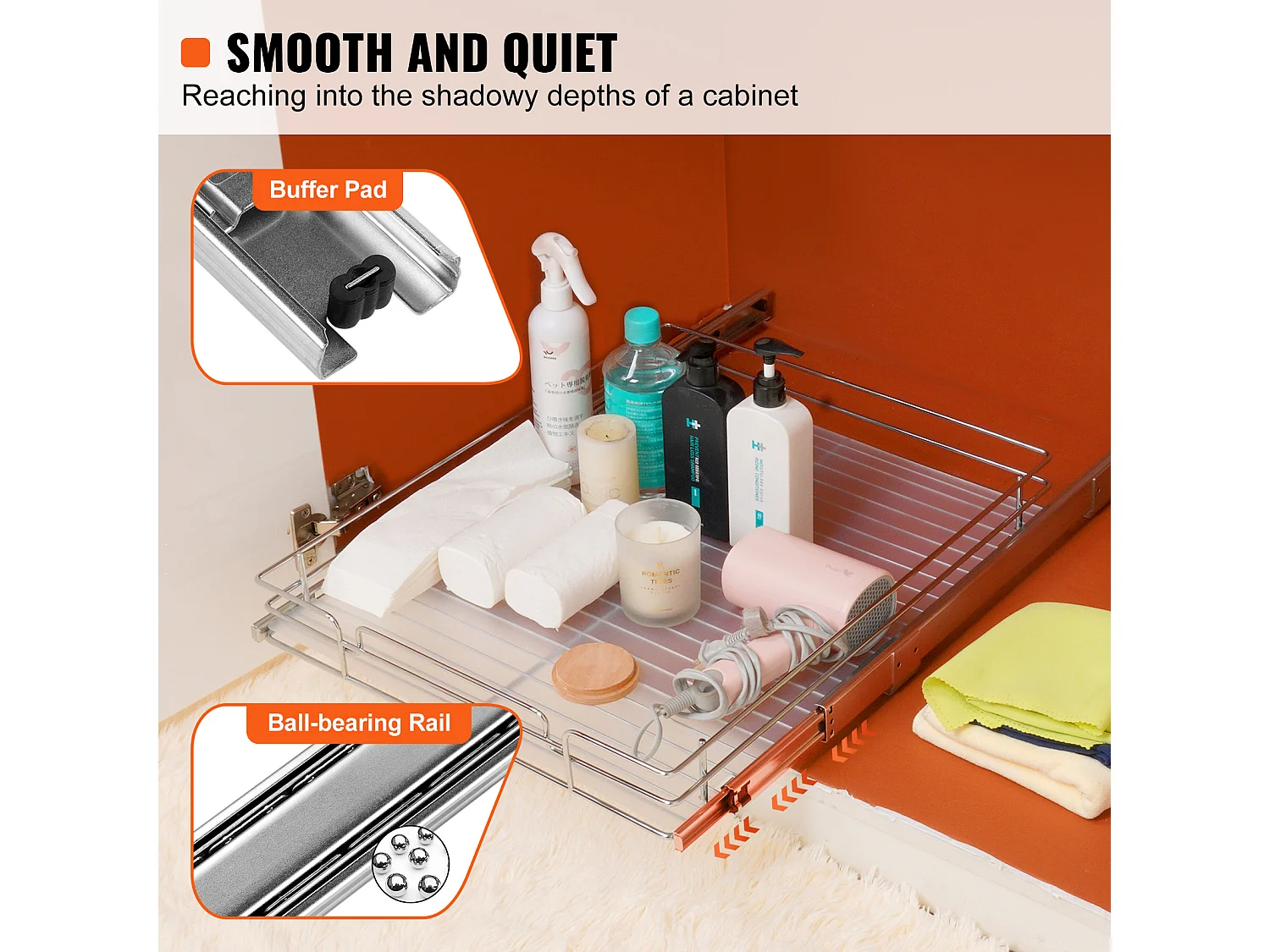 Rangement sous Évier SucceBuy, Panier de Tiroir en Fil Métallique sous l'Évier, 431 x 533 mm