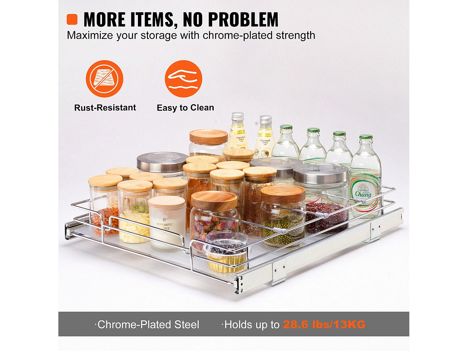 Rangement sous Évier SucceBuy, Panier de Tiroir en Fil Métallique sous l'Évier, 431 x 533 mm