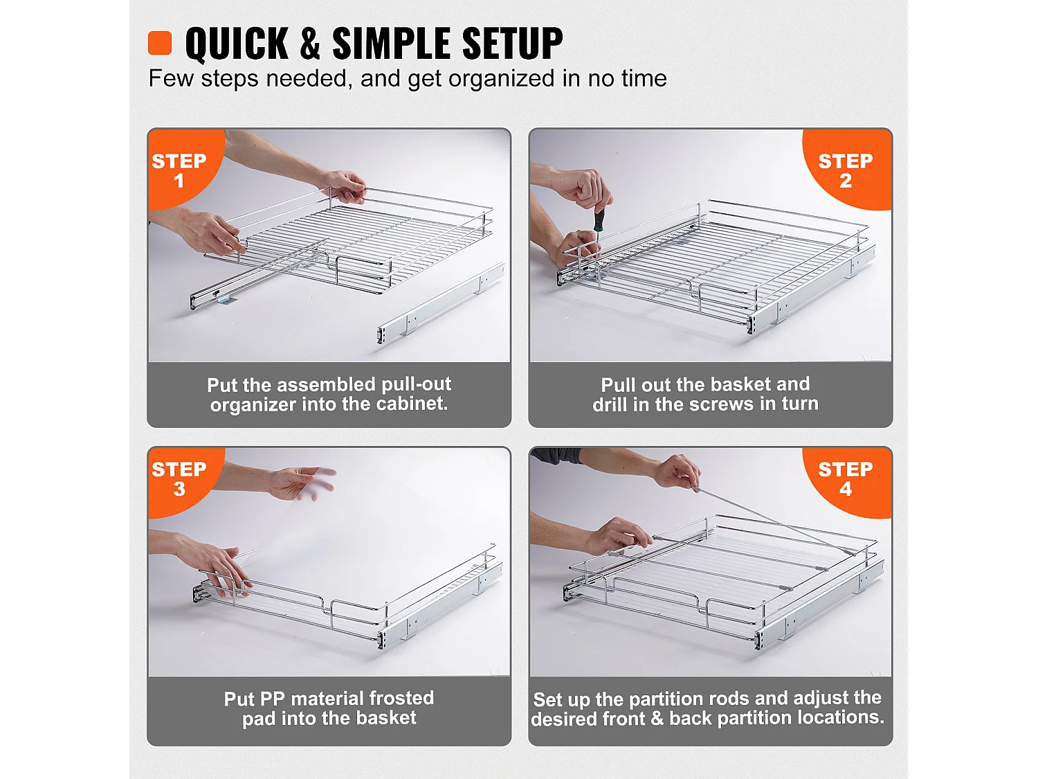 Rangement sous Évier SucceBuy, Panier de Tiroir en Fil Métallique sous l'Évier, 431 x 533 mm