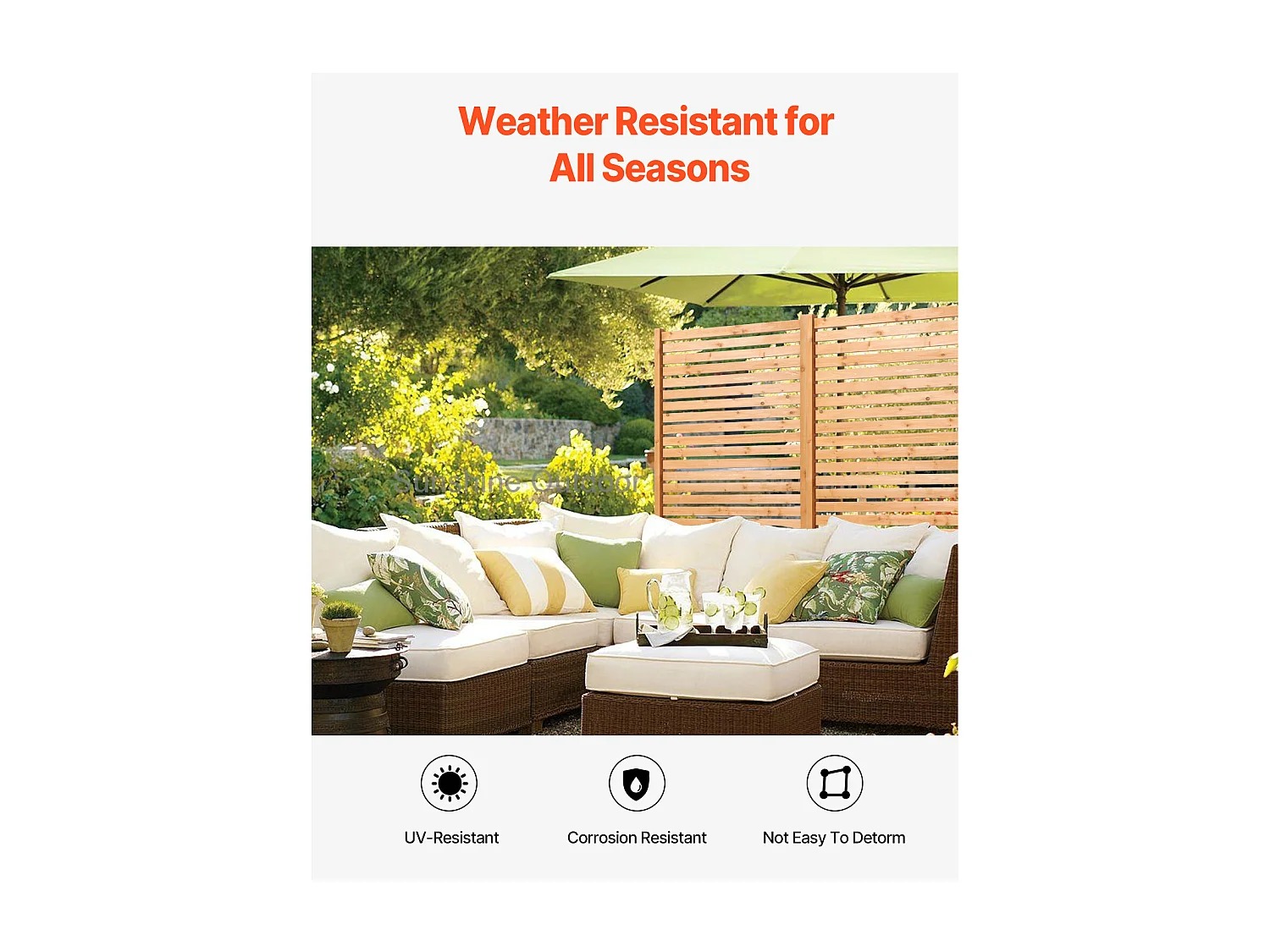 Ecrãs de Privacidade SucceBuy Tela de Privacidade Exterior em Madeira Independente, 91.44 x 185.42 cm