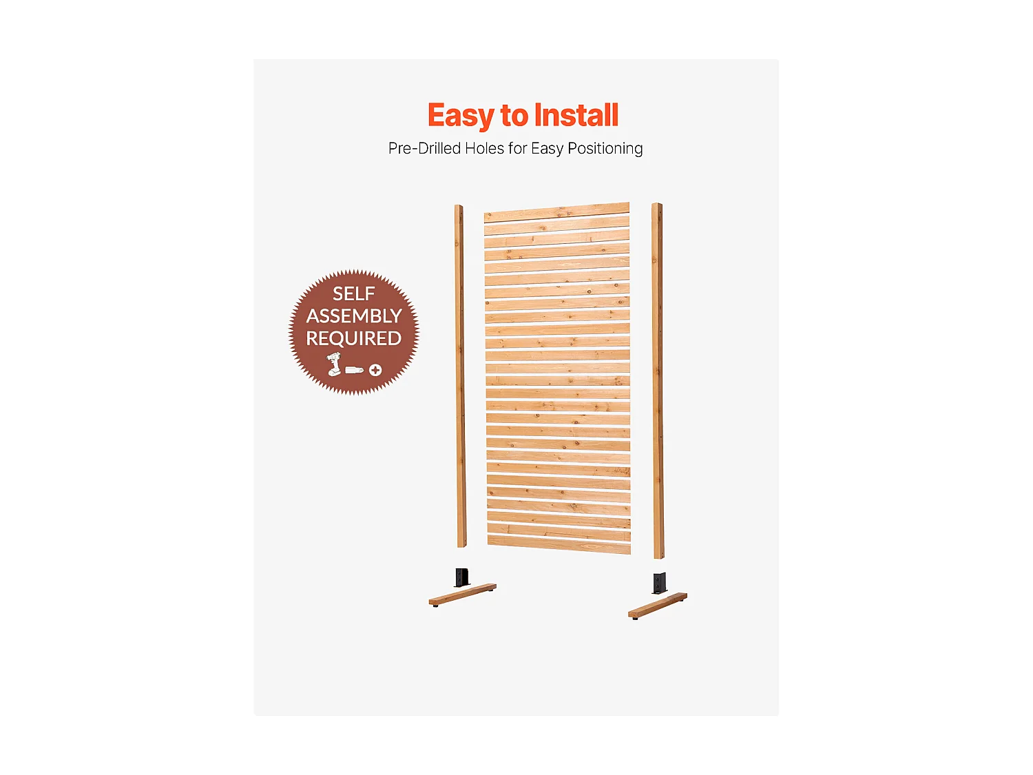 Ecrãs de Privacidade SucceBuy Tela de Privacidade Exterior em Madeira Independente, 91.44 x 185.42 cm