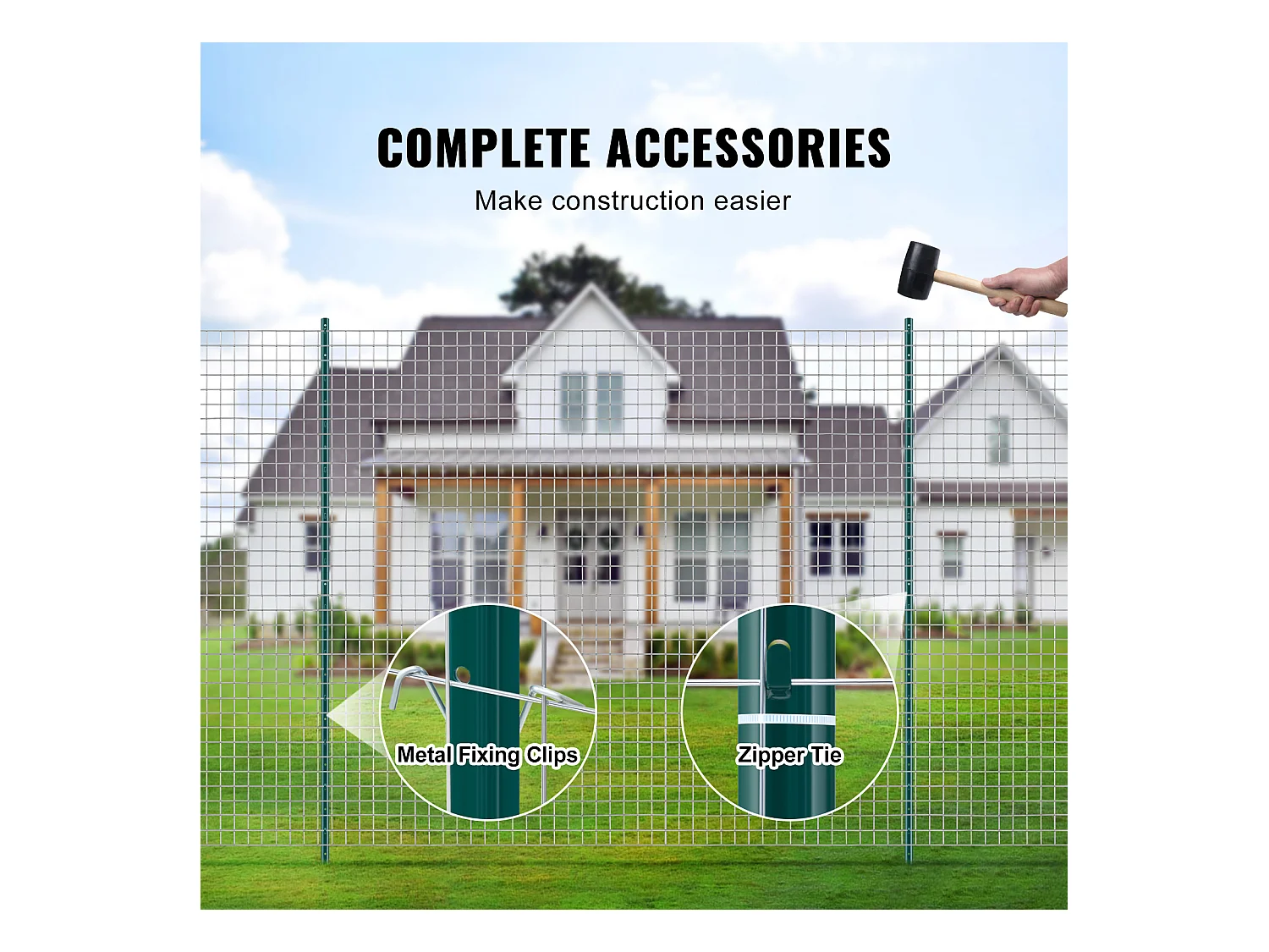 Cloture en Metal Piquets SucceBuy Lot de 10 Poteaux de Clôture en T Verts de 213.36 cm