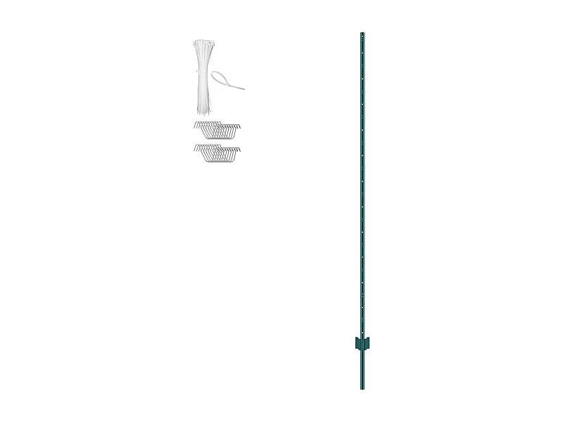 Cloture en Metal Piquets SucceBuy Lot de 10 Poteaux de Clôture en T Verts de 213.36 cm