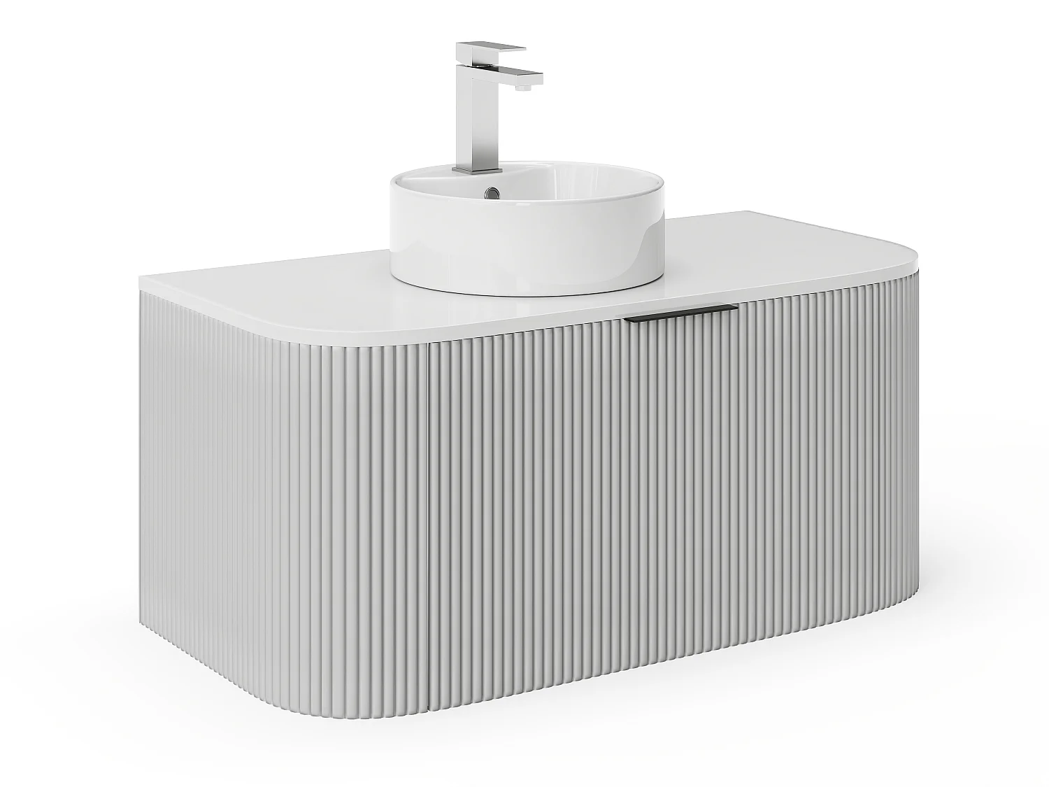 Mueble de baño flotante con lavabo sobre encimera - Blanco mate - 100 cm - LOMERI