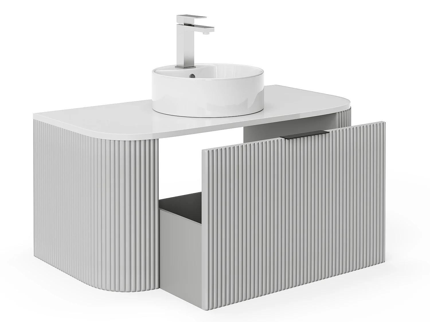 Mueble de baño flotante con lavabo sobre encimera - Blanco mate - 100 cm - LOMERI