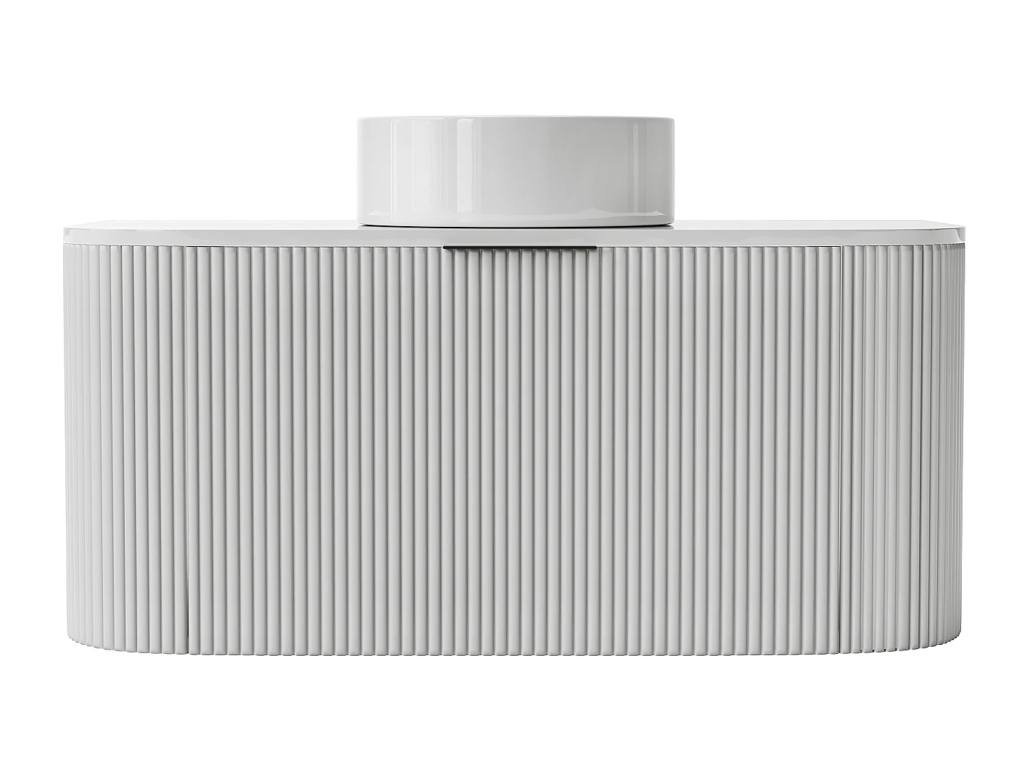 Mobile per bagno sospeso con scanalature e lavabo da appoggio 100 cm Bianco opaco - LOMERI