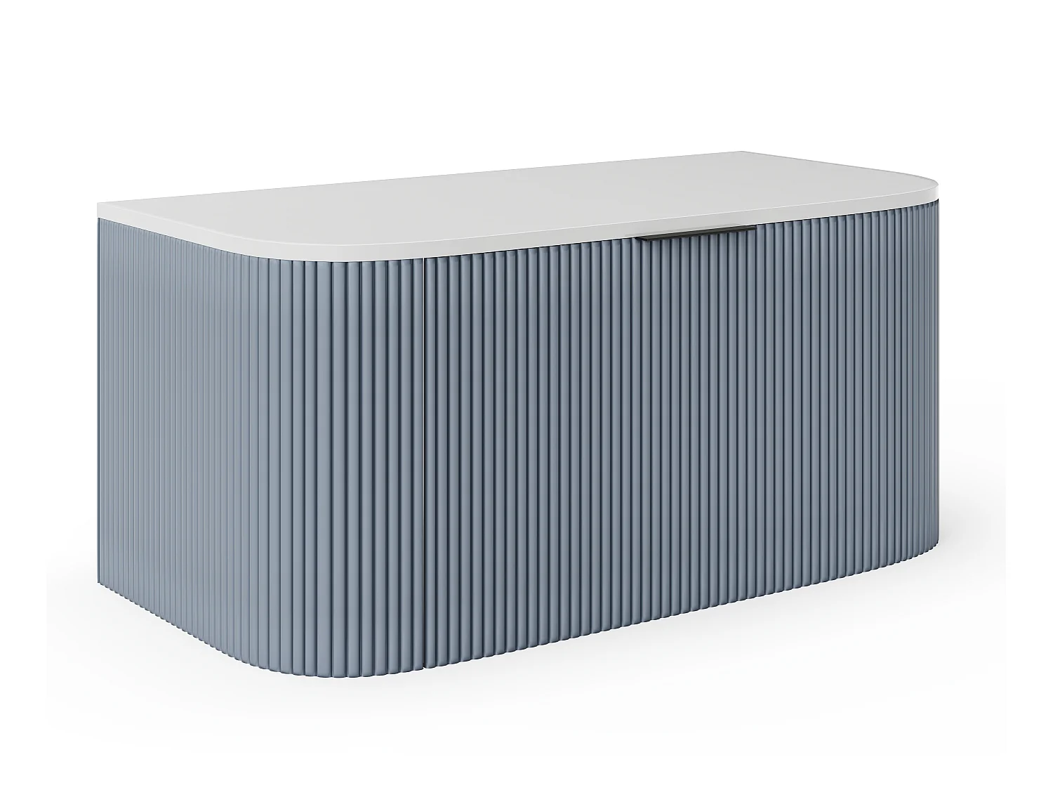 Hengende stripete baderomsmøbel med servant på toppen - Matt blå - 100 cm - LOMERI