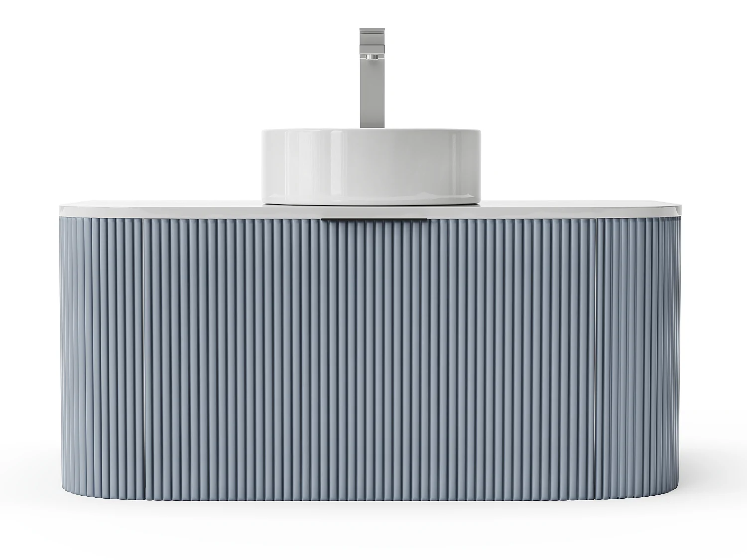 Mueble de baño flotante con lavabo encastrado - Azul mate - 100 cm - LOMERI