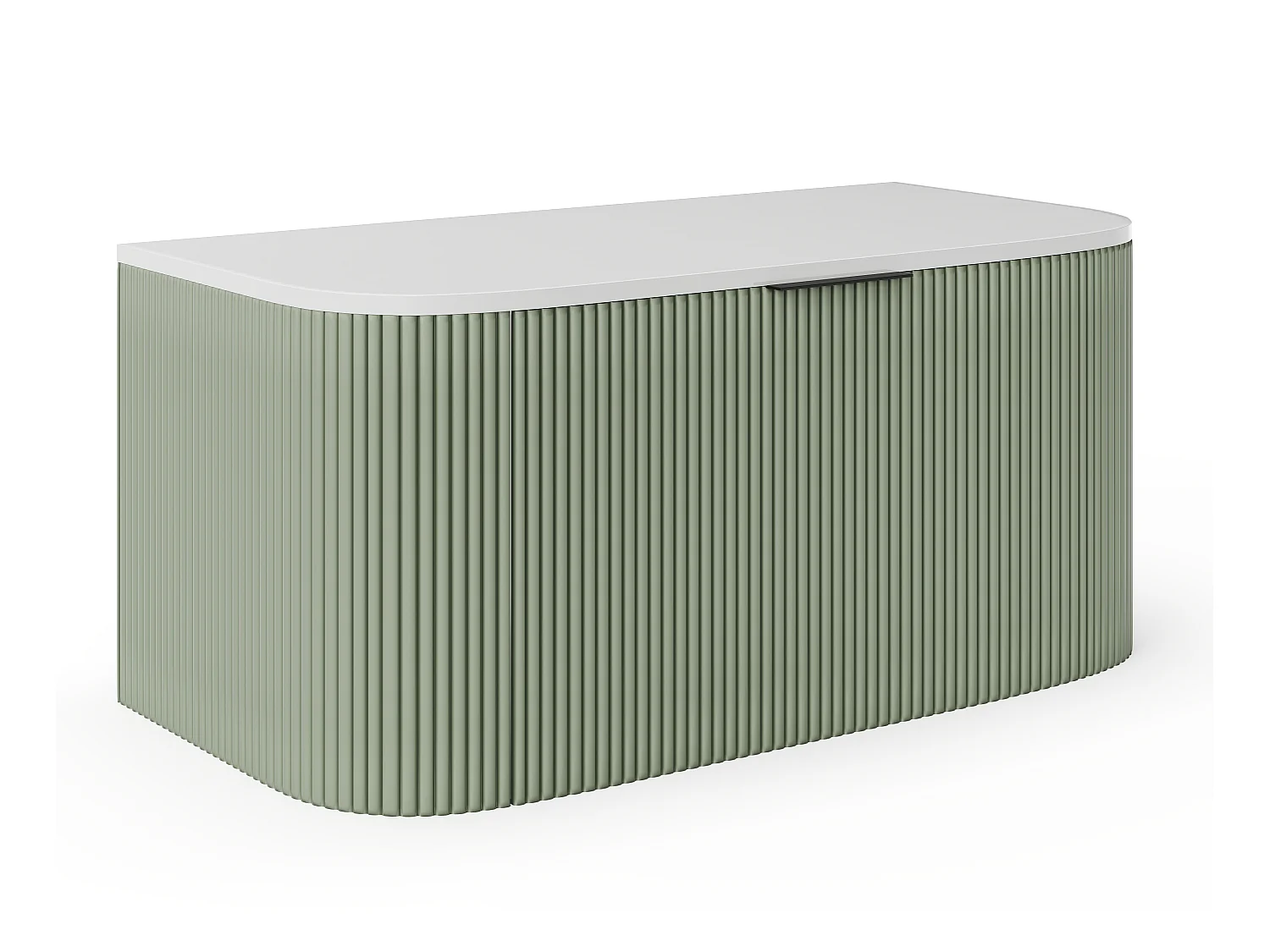 Hengende baderumsmøbel med riflet overflate med servant - mattgrønn - 100 cm - LOMERI