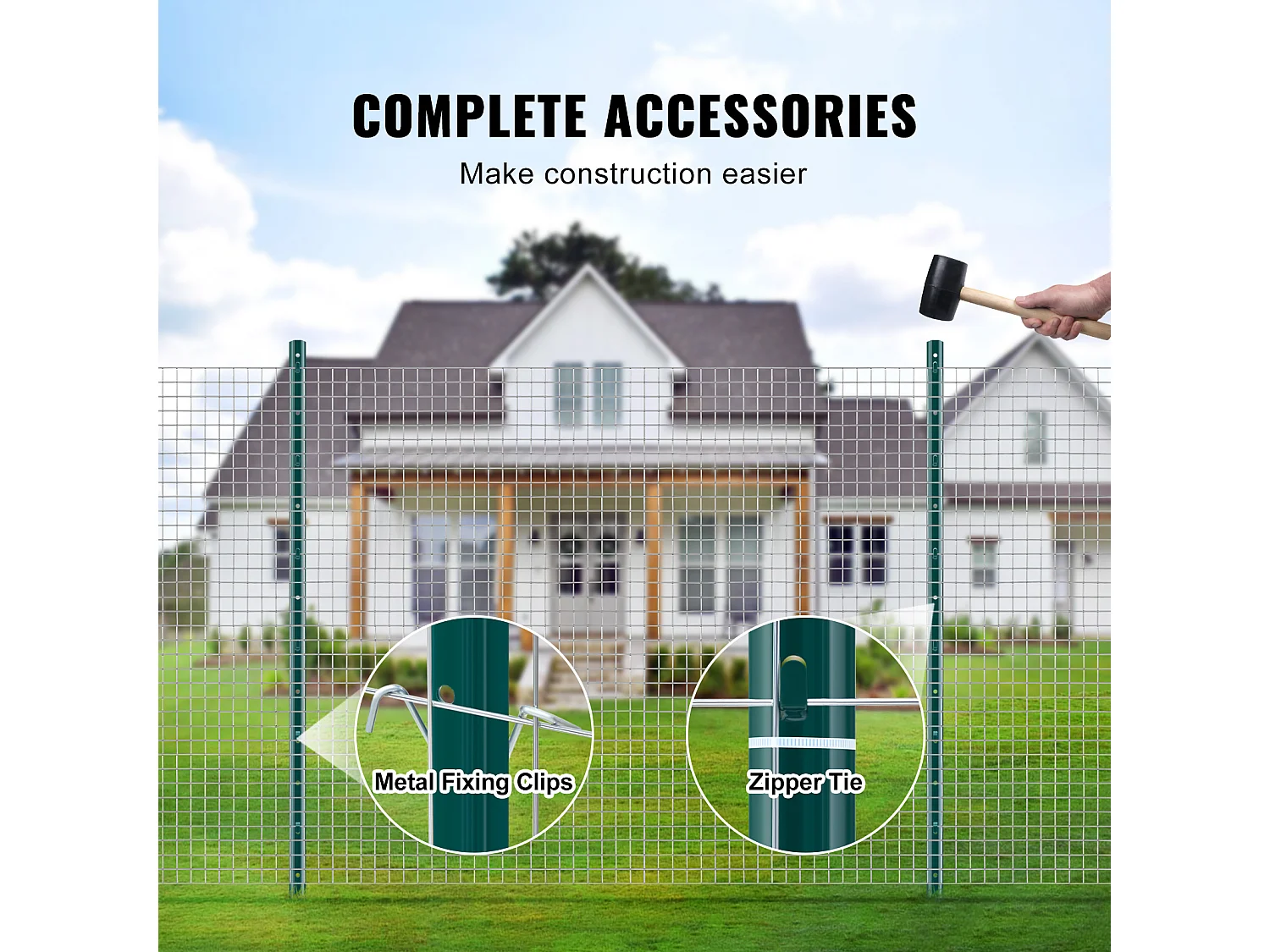 Metalen Paaltjeshek SucceBuy 121.92 cm Hek T-Palen, 10 Stuks Zware Metalen Hekpalen, Groen