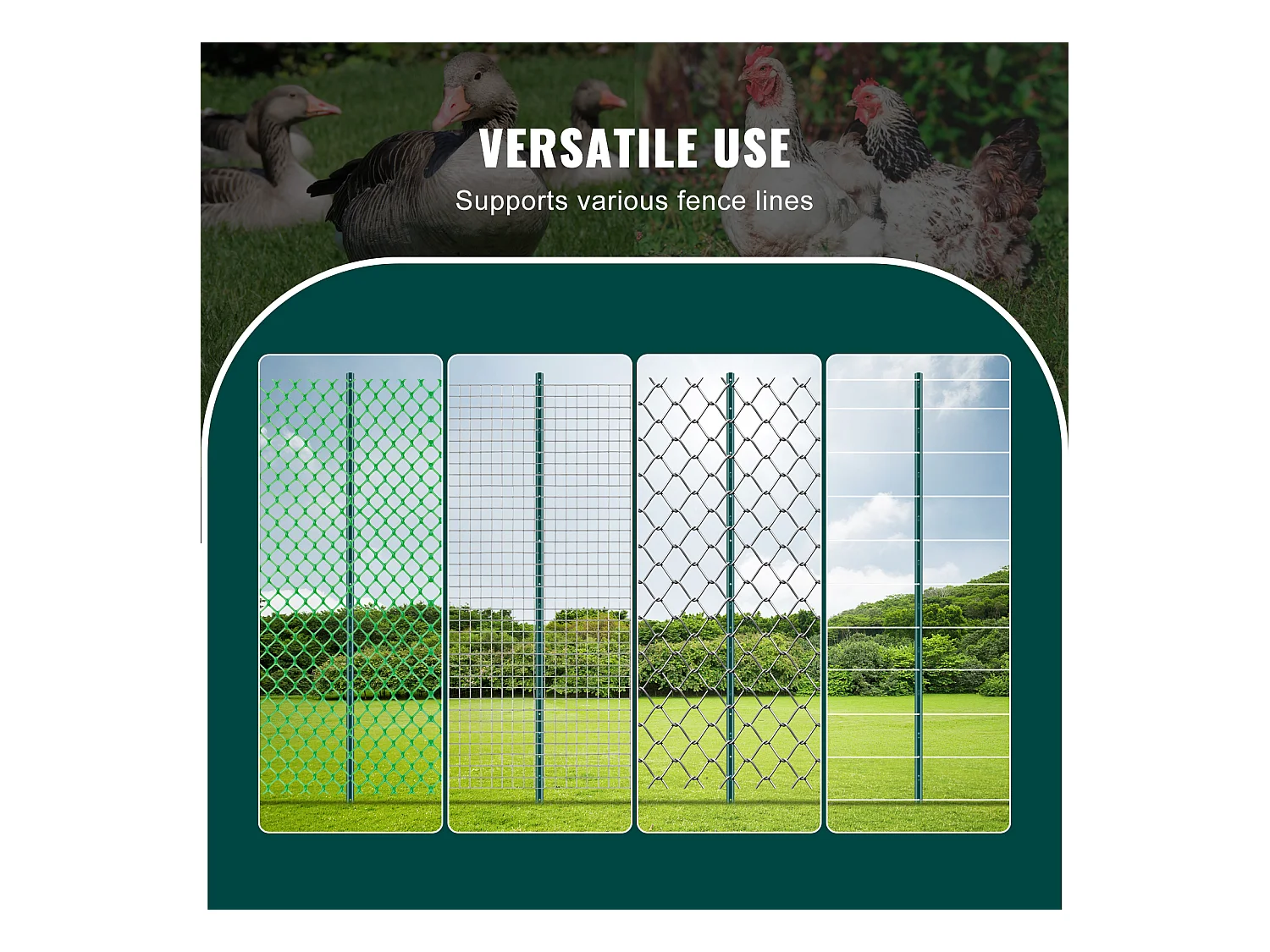 Cloture en Metal Piquets SucceBuy Lot de 10 Poteaux de Clôture en T Verts de 182.88 cm