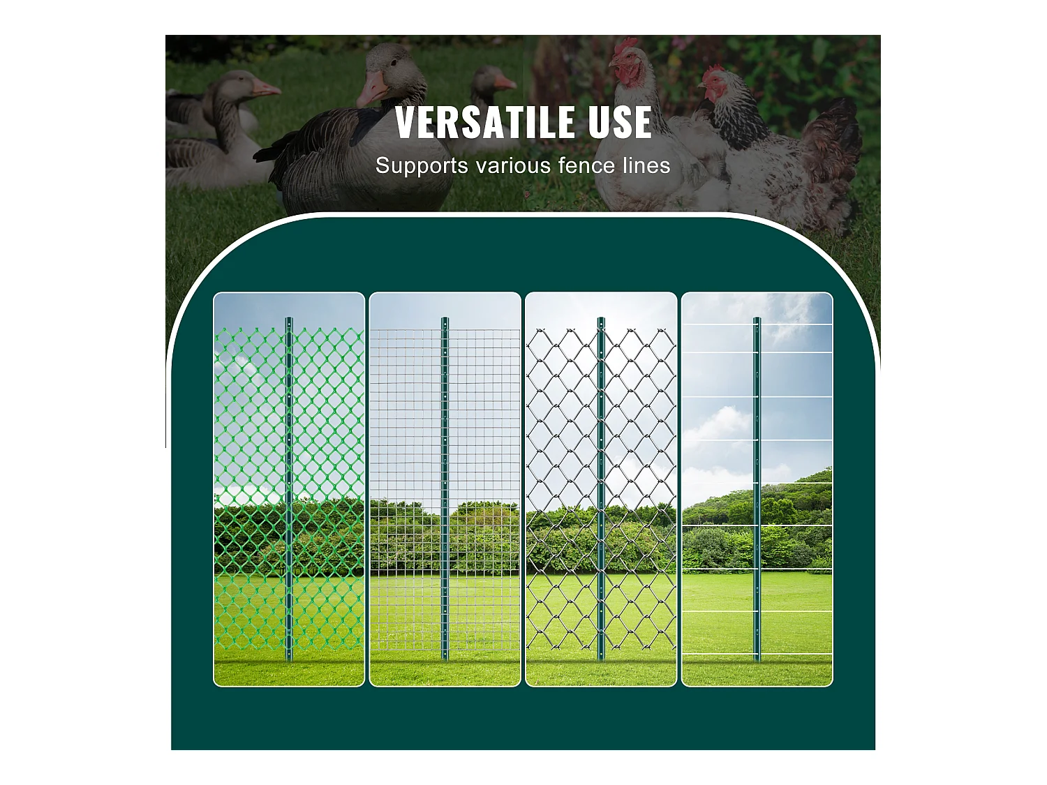 Cloture en Metal Piquets SucceBuy 152.4 cm T-Post 10 Pack Stakes de Clôture en Métal Robustes pour Jardin, Vert